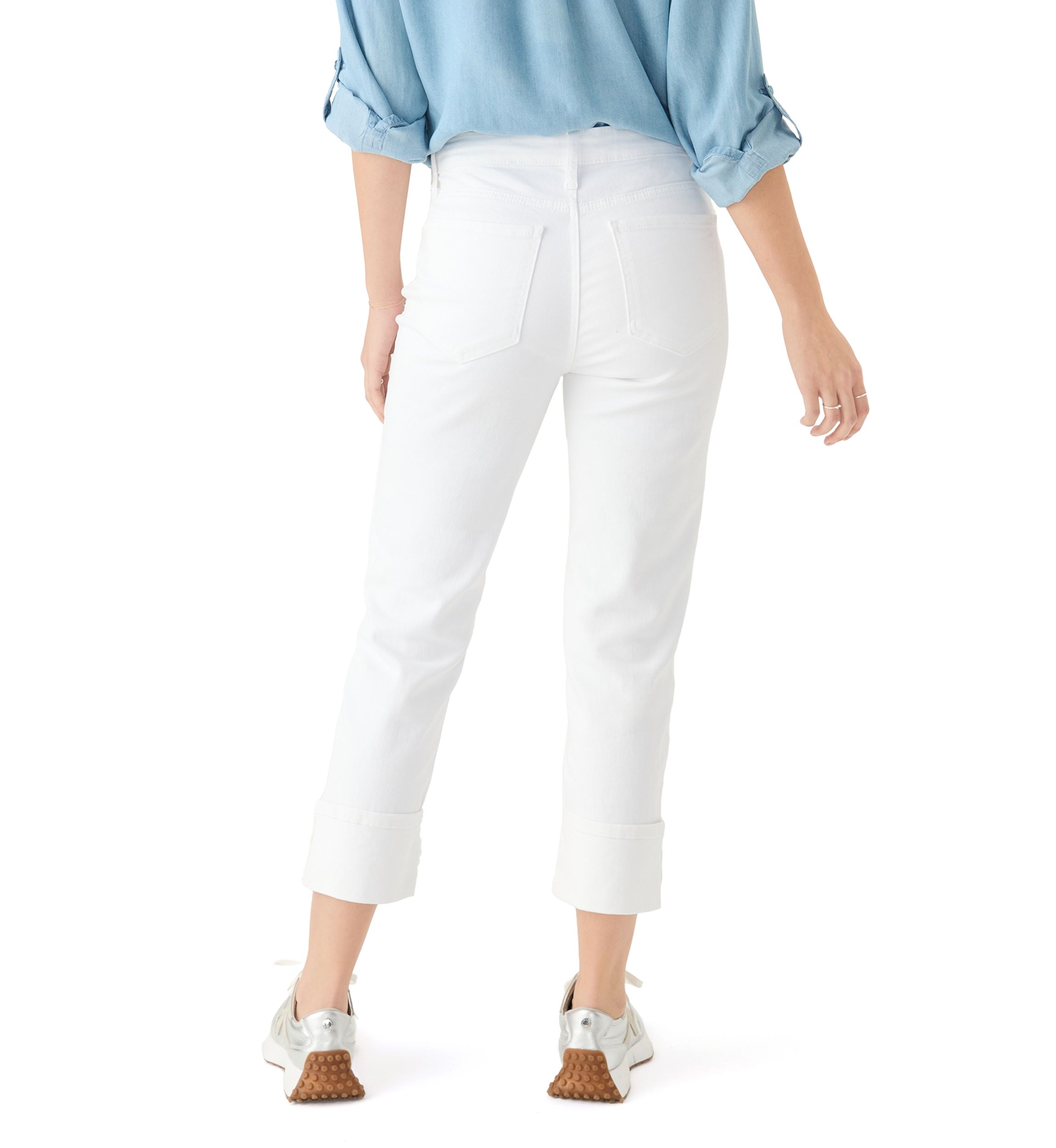 Womens High Rise Wide Cuff Straight Jeans