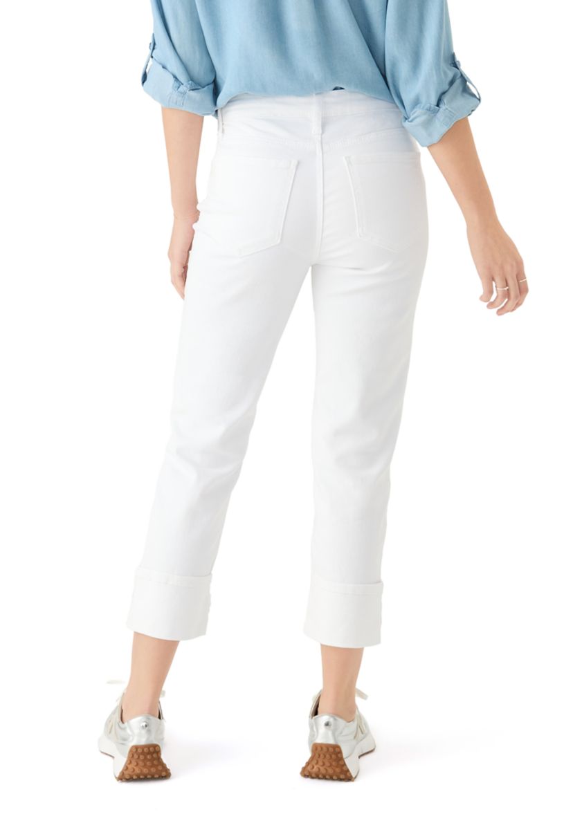 Womens High Rise Wide Cuff Straight Jeans