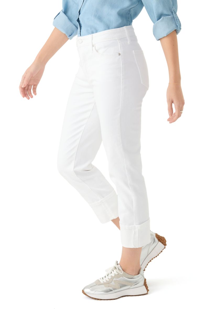 Womens High Rise Wide Cuff Straight Jeans