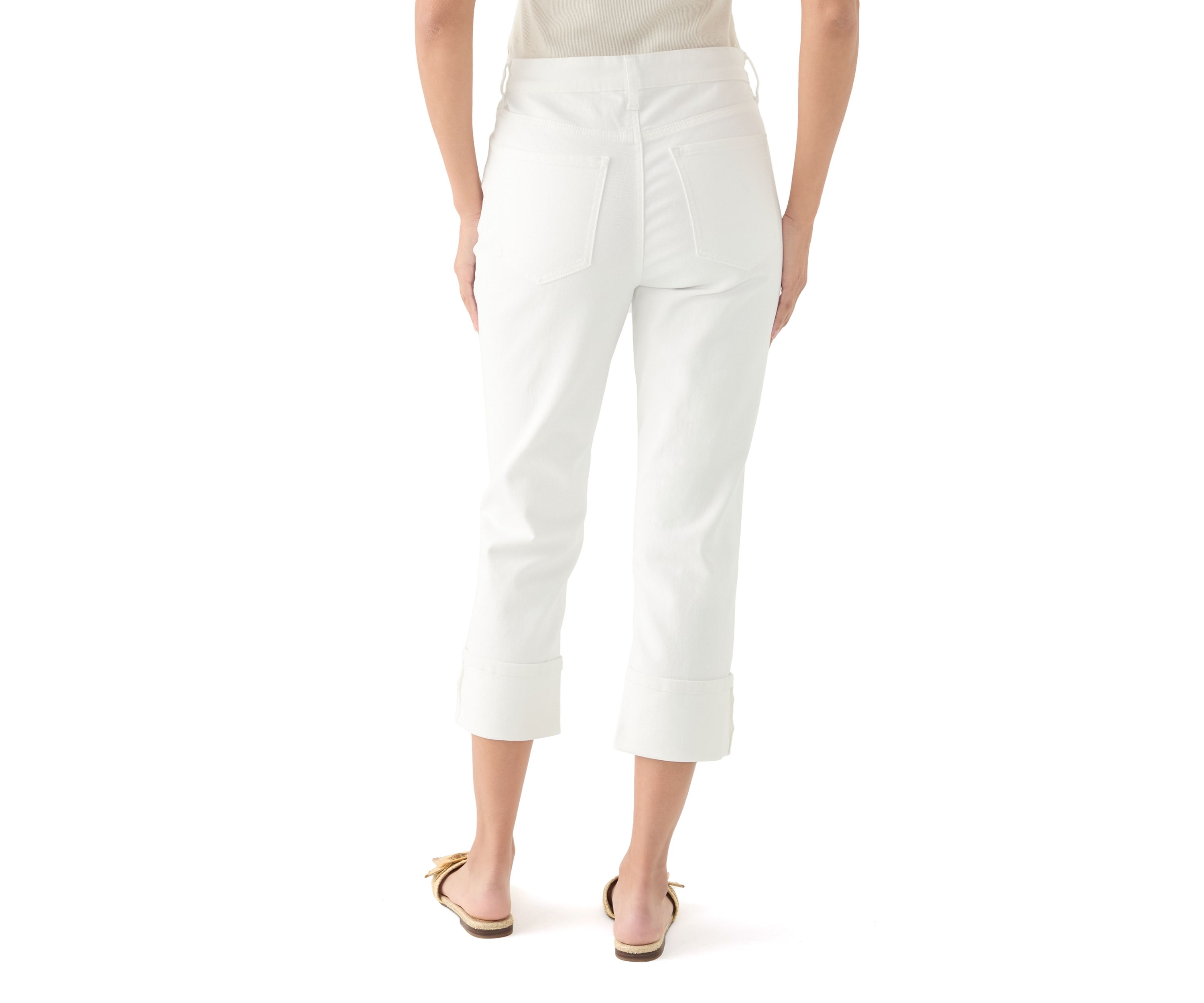 Petite Mid Rise Wide Cuff Straight Ankle Pants