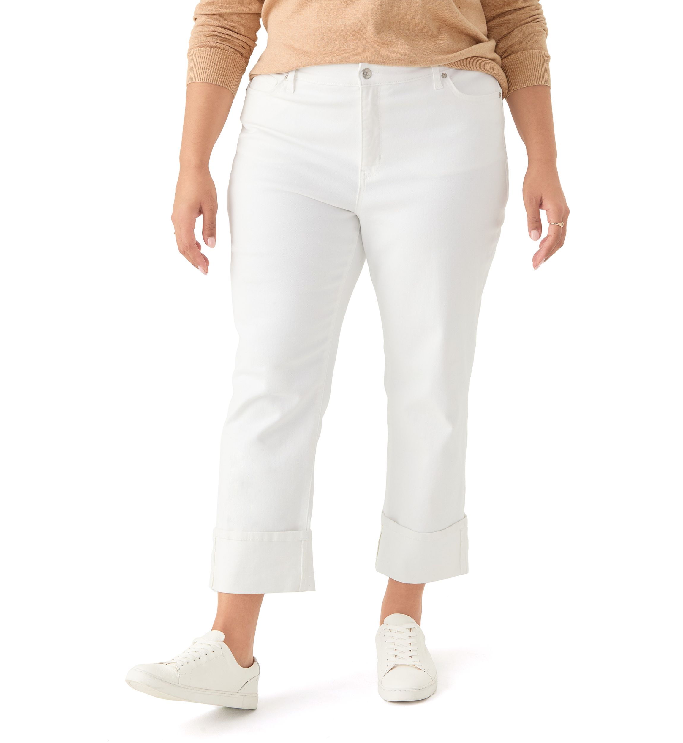 Plus Mid Rise Wide Cuff Straight Ankle Pants
