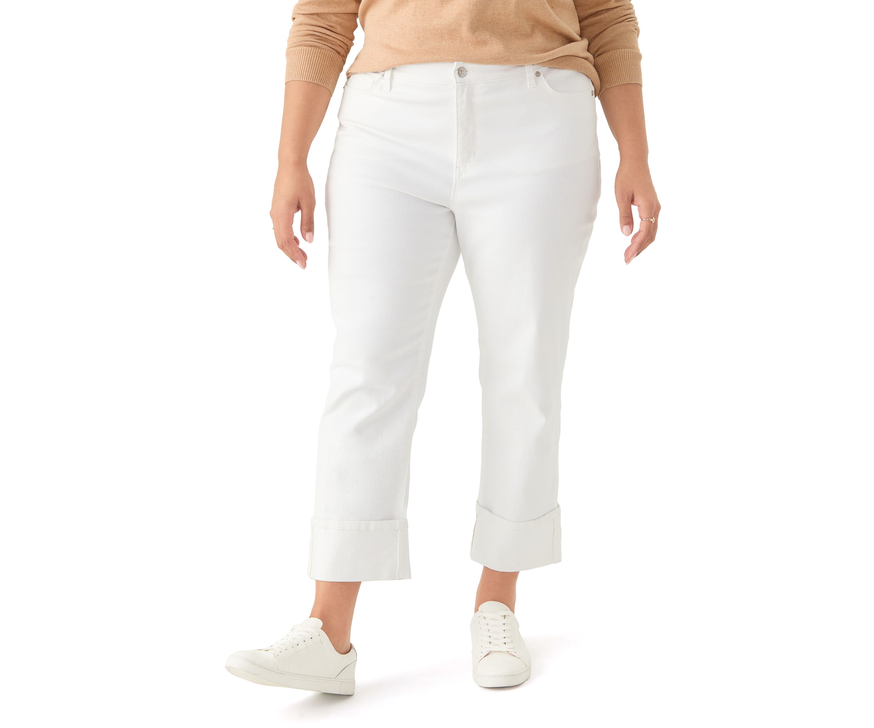 Plus Mid Rise Wide Cuff Straight Ankle Pants