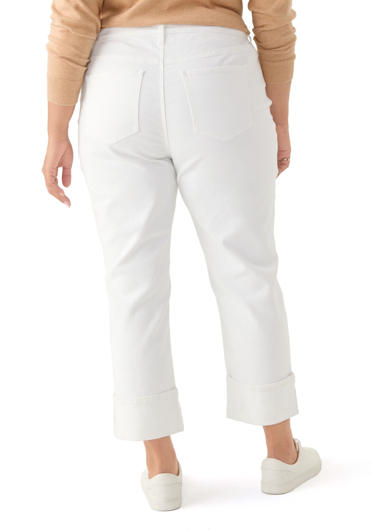 Plus Mid Rise Wide Cuff Straight Ankle Pants