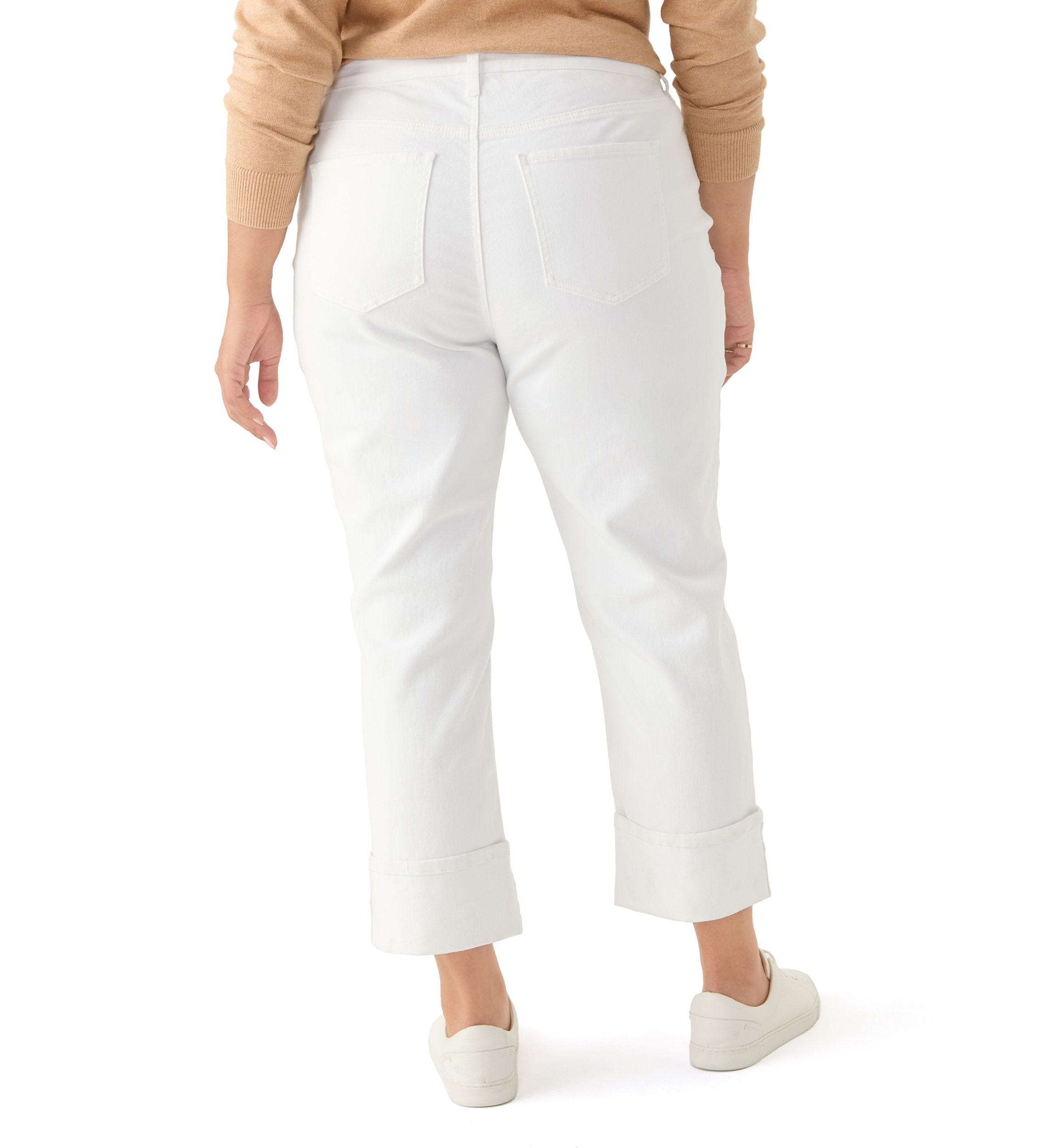 Plus Mid Rise Wide Cuff Straight Ankle Pants