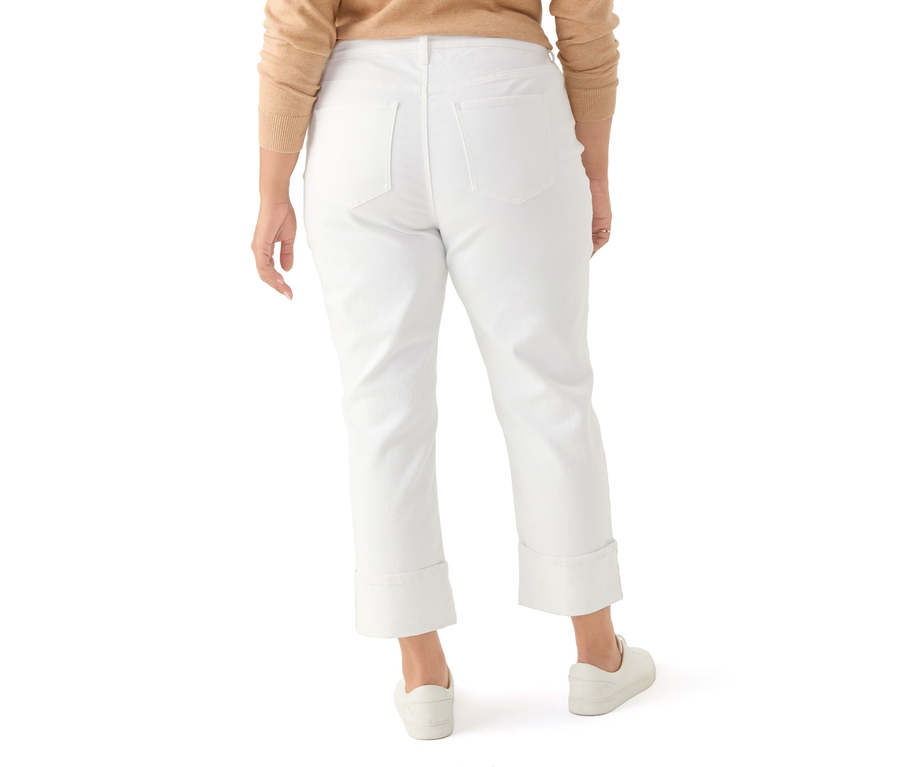 Plus Mid Rise Wide Cuff Straight Ankle Pants