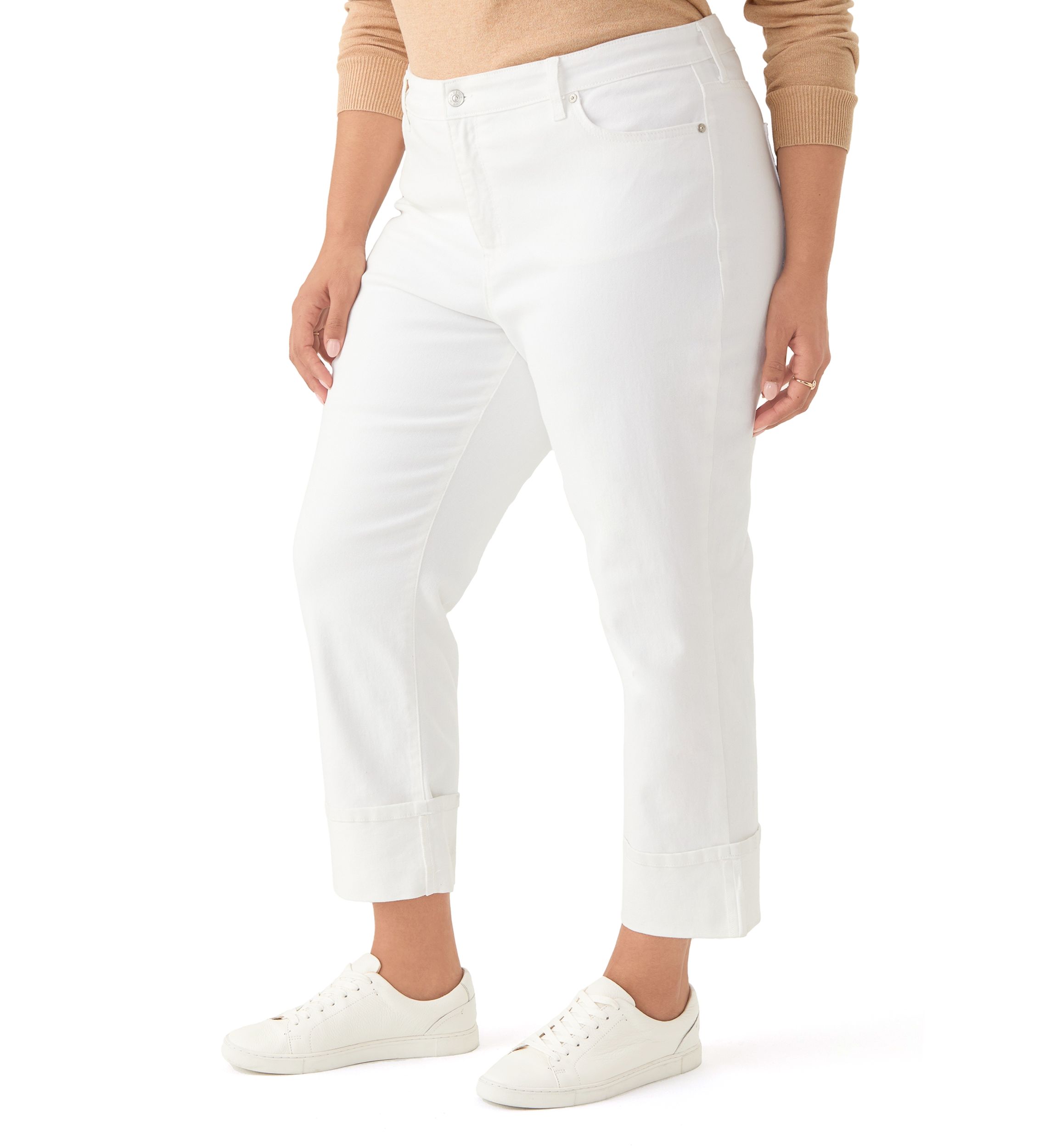 Plus Mid Rise Wide Cuff Straight Ankle Pants