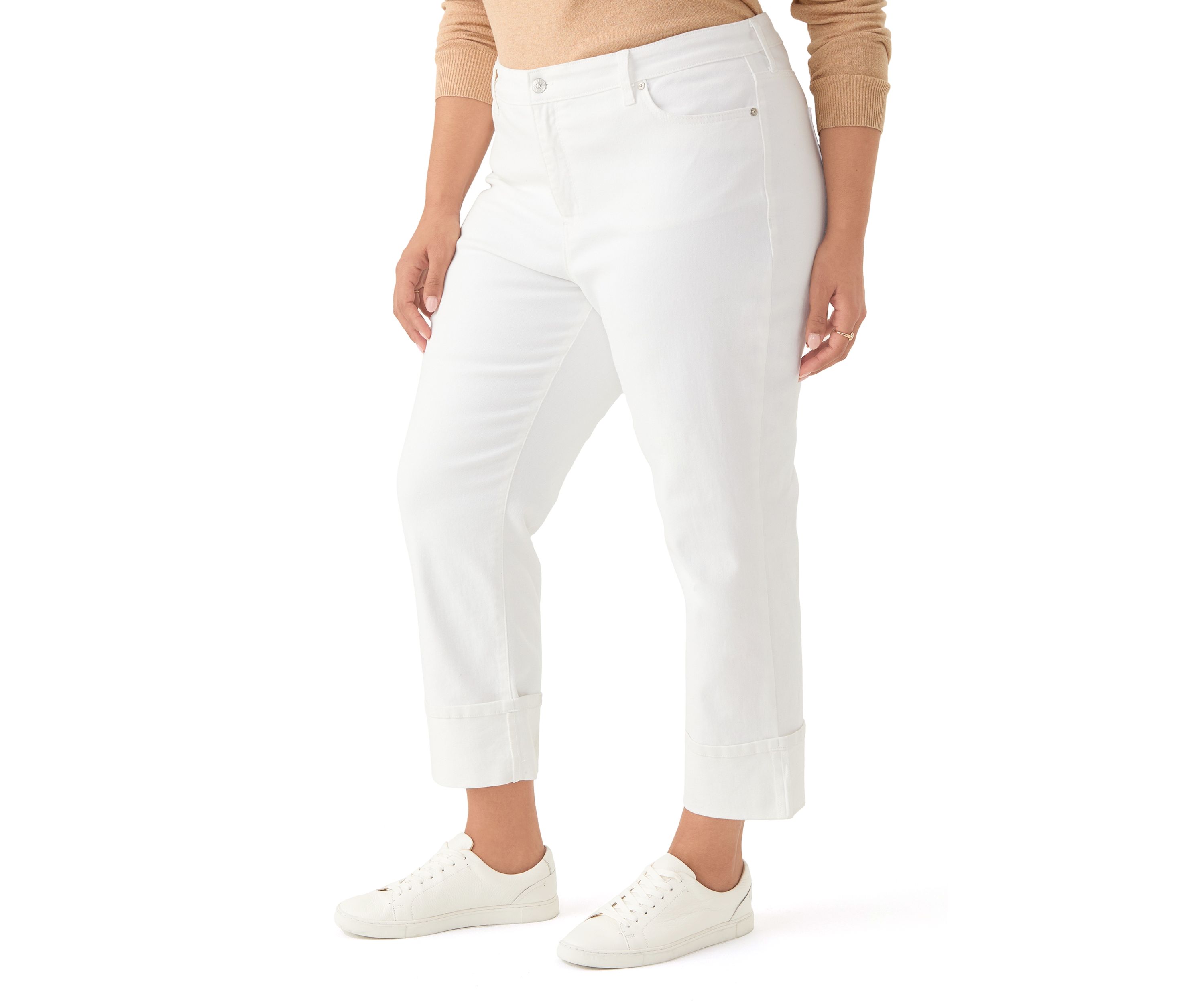 Plus Mid Rise Wide Cuff Straight Ankle Pants