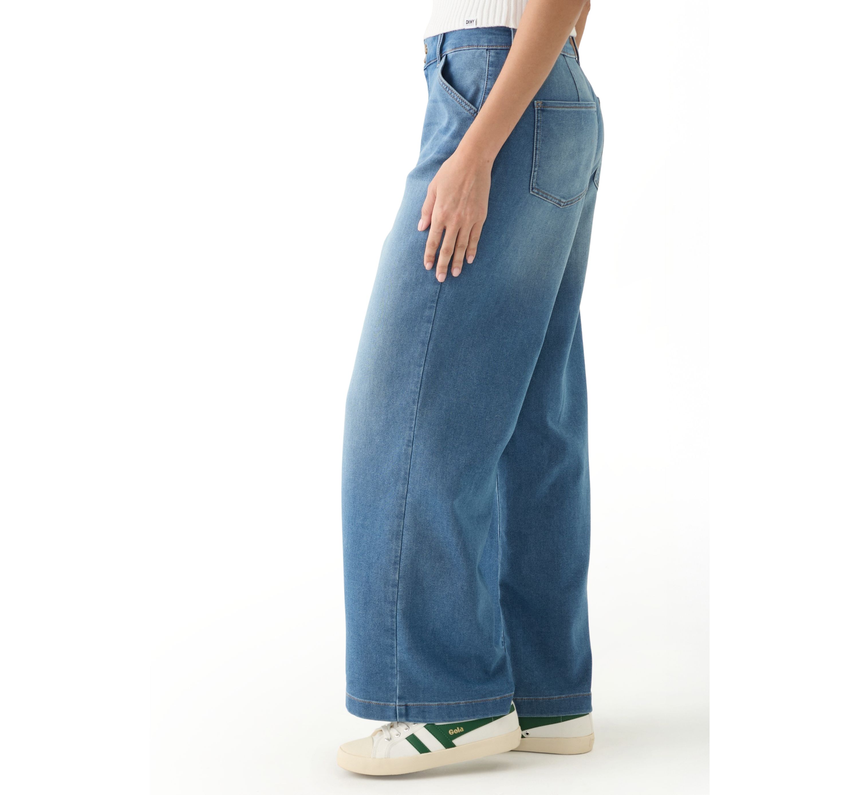 Womens High Rise Wide Leg Knit Denim Pants