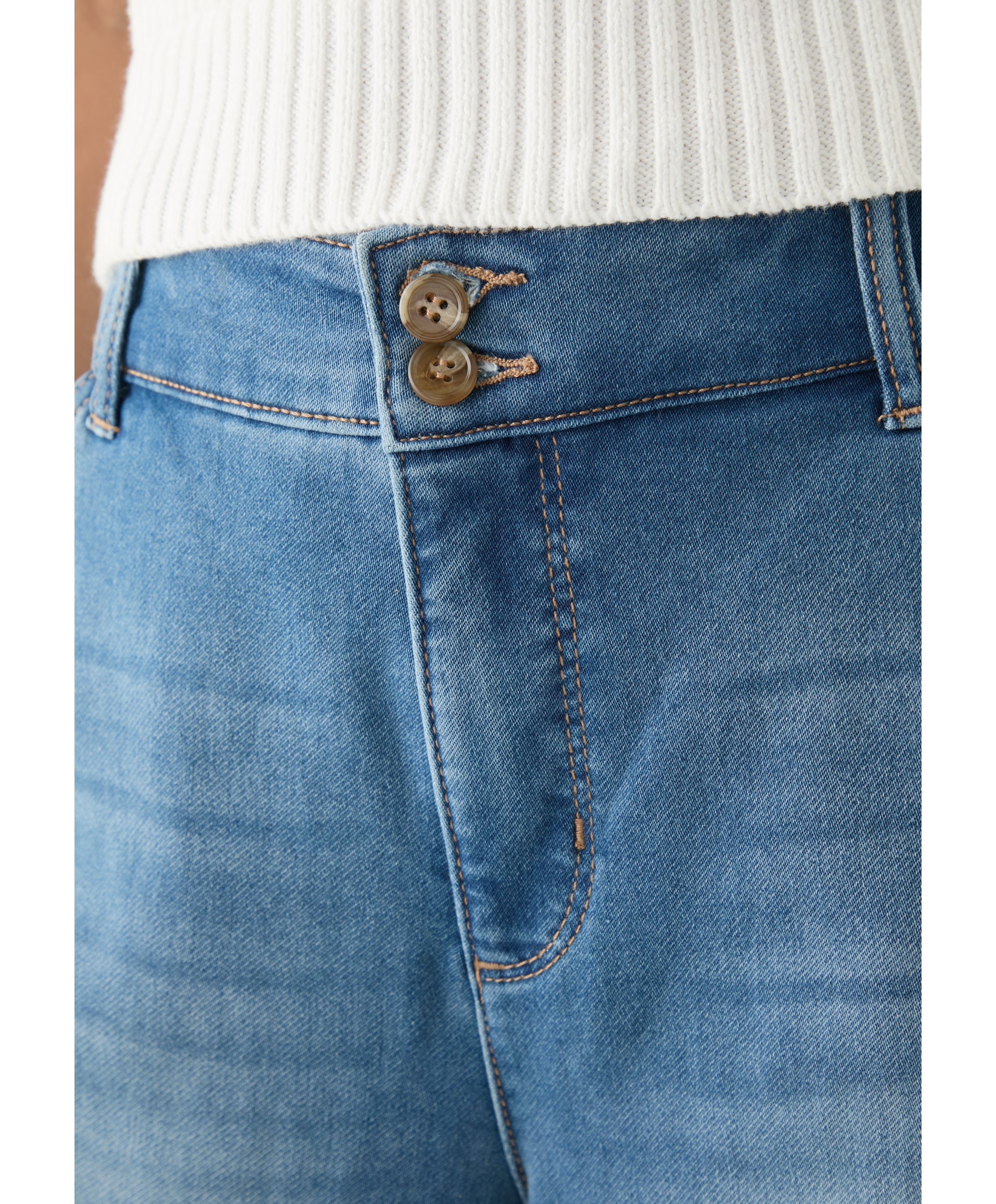 Womens High Rise Wide Leg Knit Denim Pants
