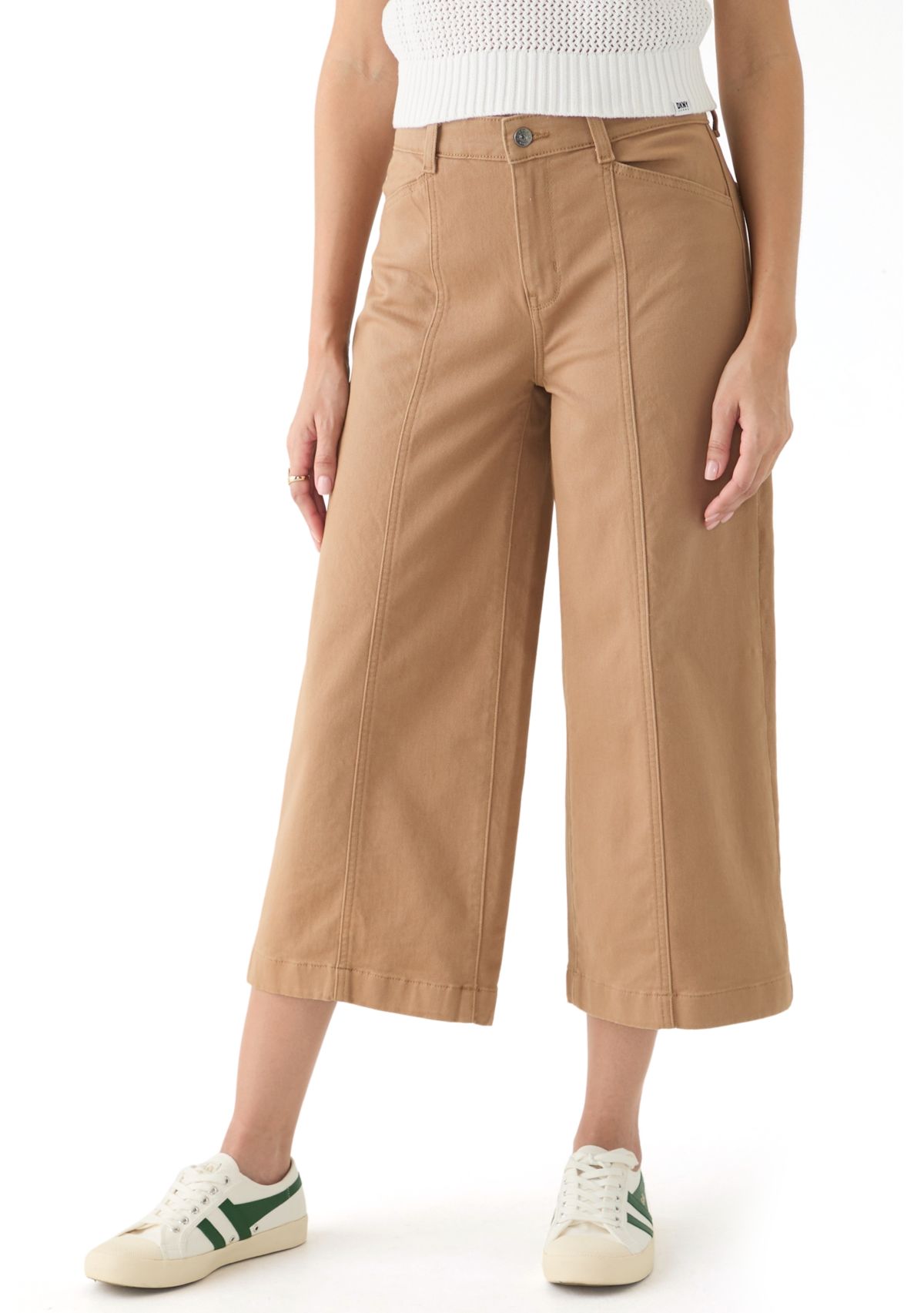 Womens Wide Leg Front Cropped Pants