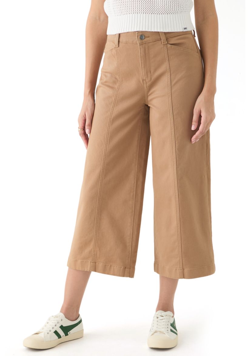 Womens Wide Leg Front Cropped Pants
