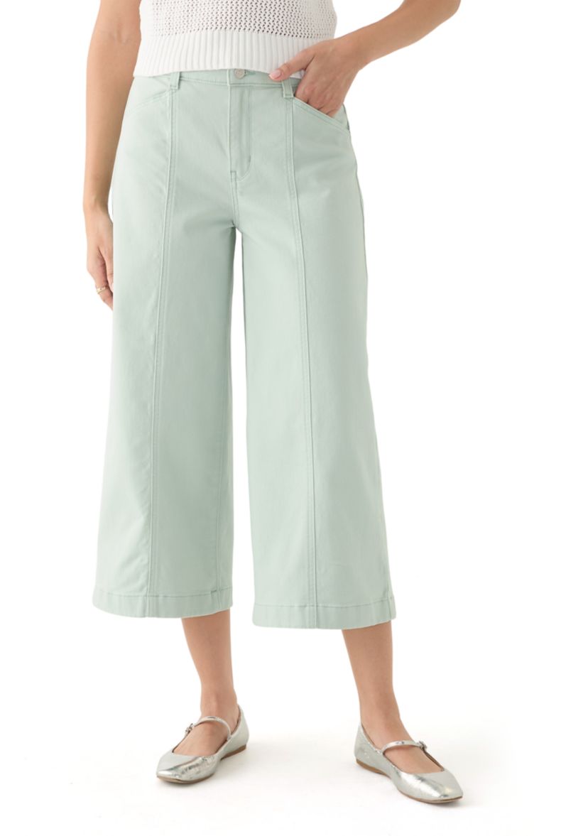 Womens Wide Leg Front Cropped Pants