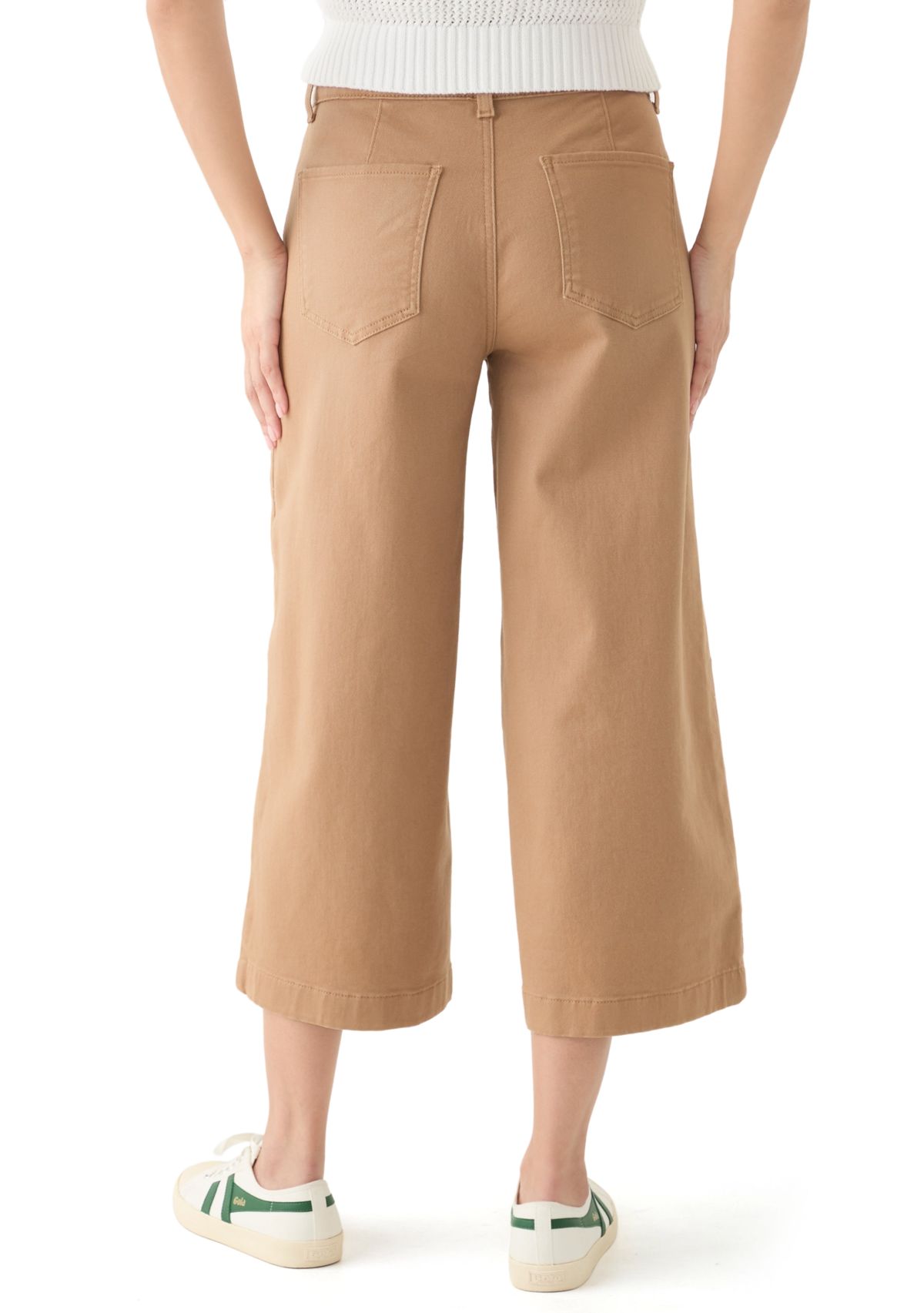 Womens Wide Leg Front Cropped Pants