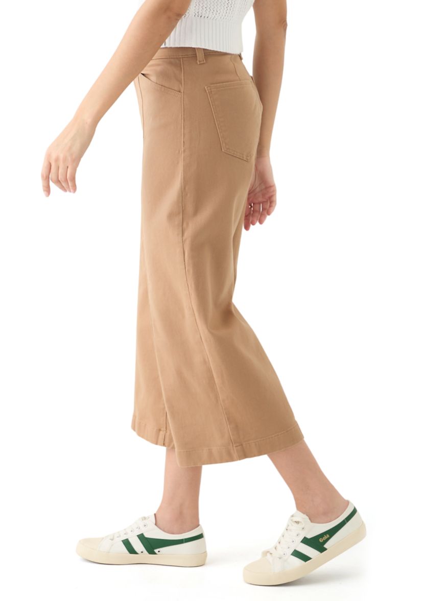 Womens Wide Leg Front Cropped Pants