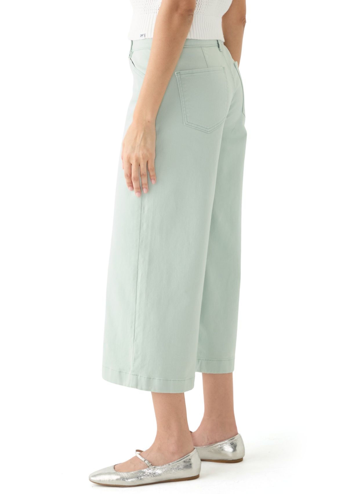 Womens Wide Leg Front Cropped Pants