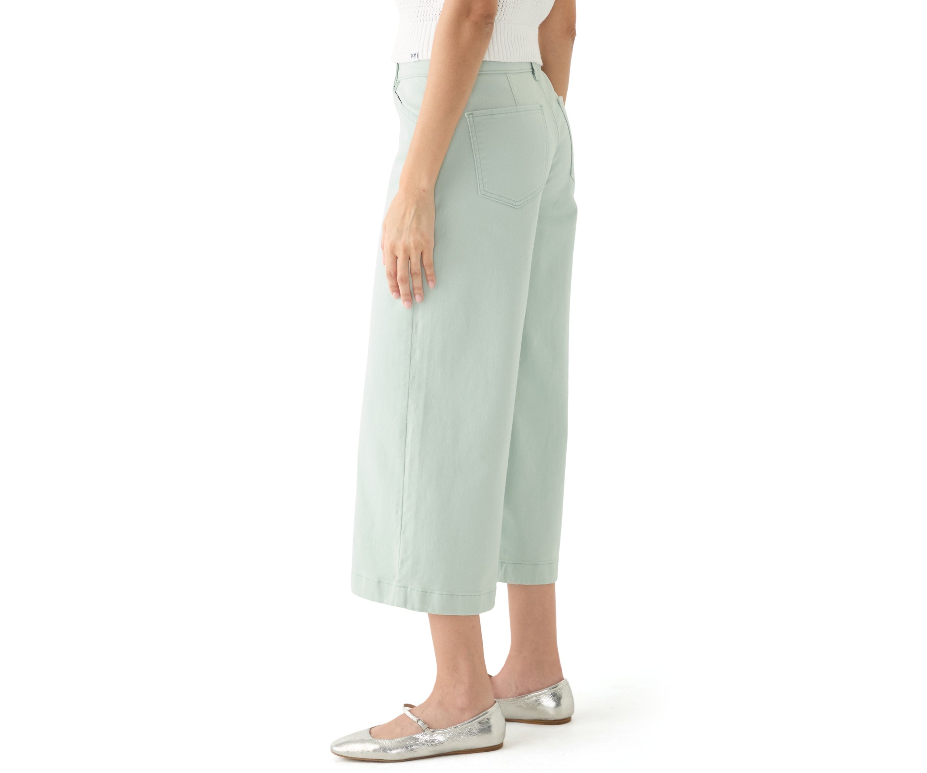 Womens Wide Leg Front Cropped Pants