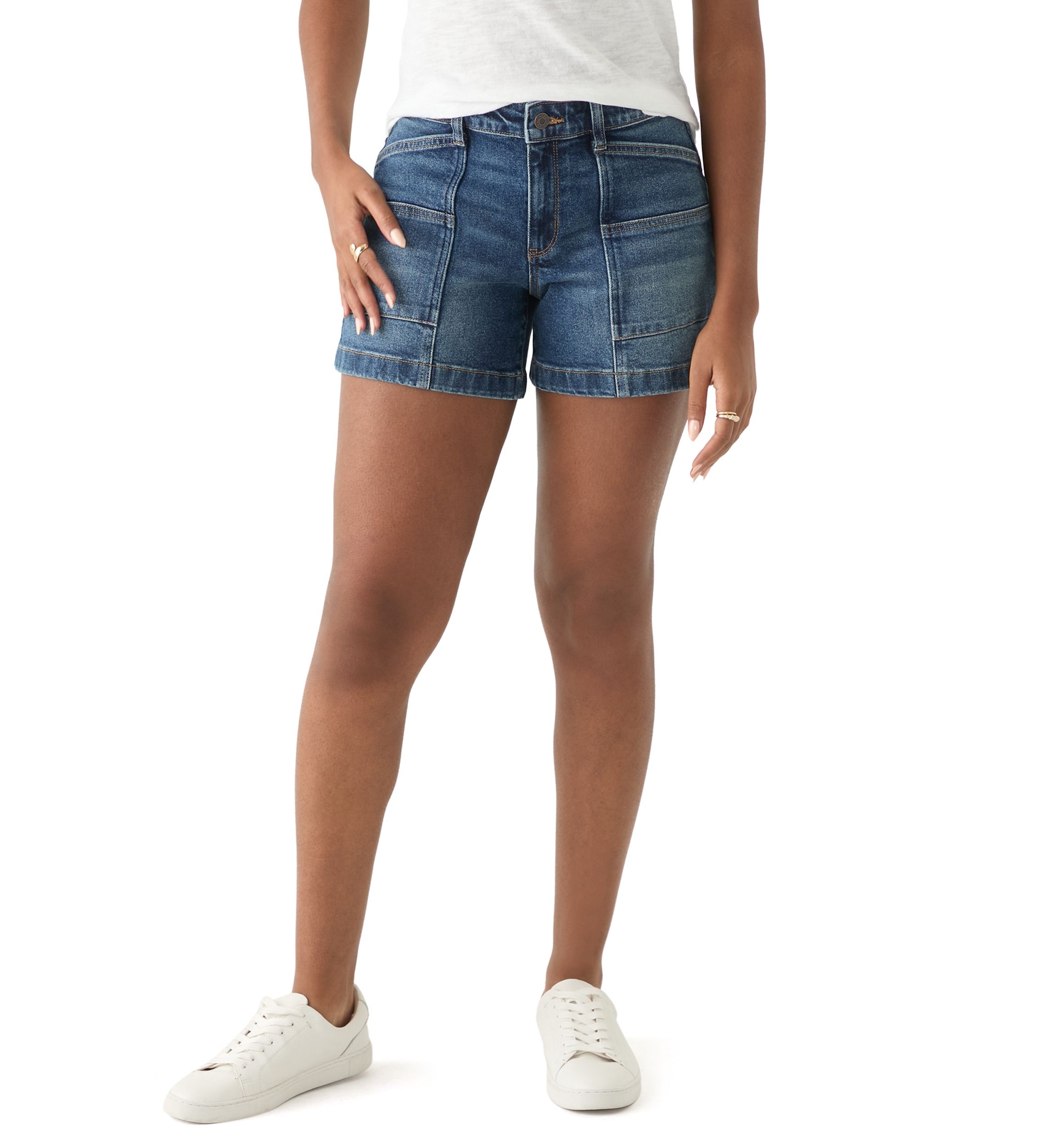 Womens Mid Rise Utility Shorts