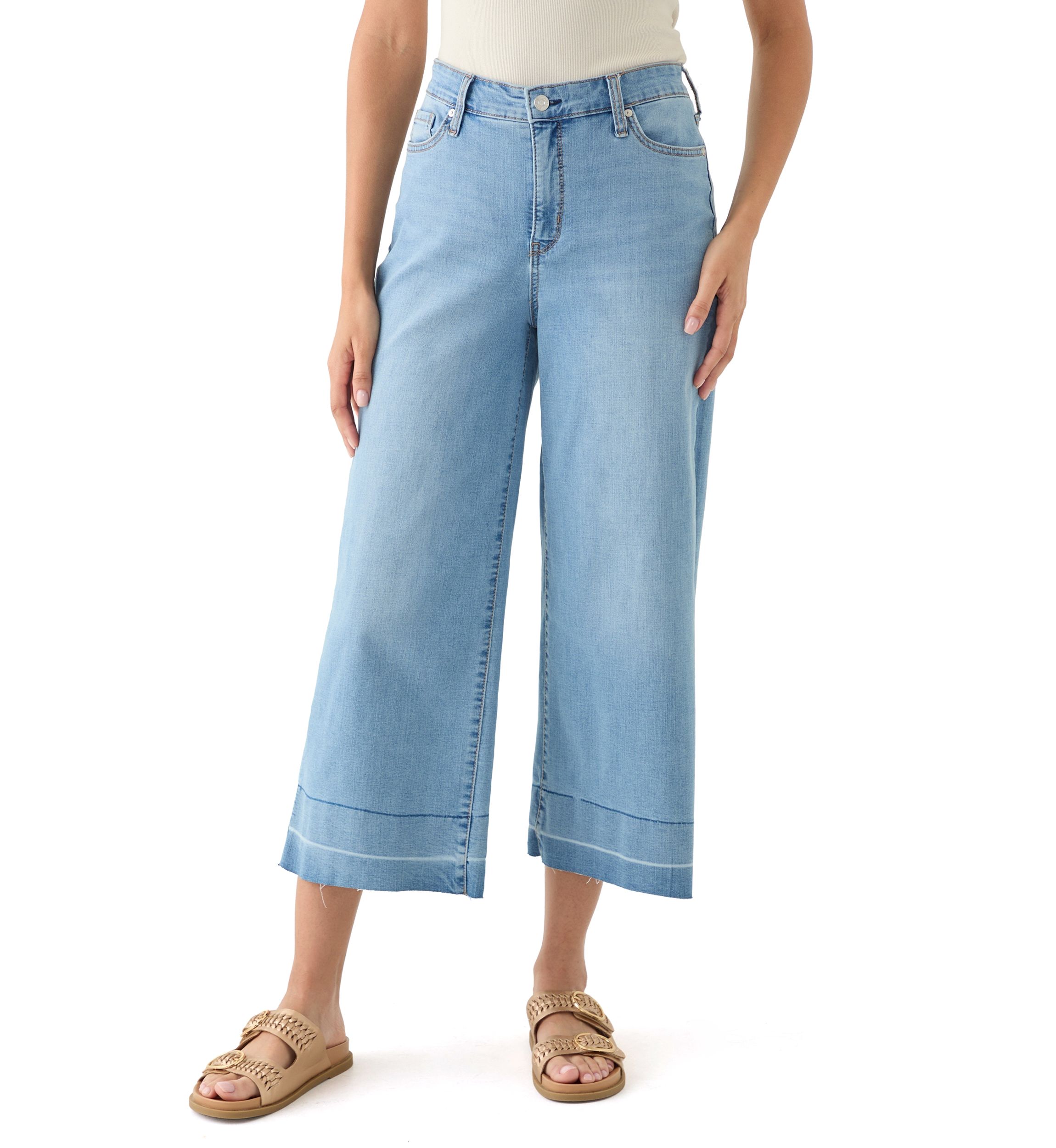 Womens Wide Leg Release Hem Cropped Pants