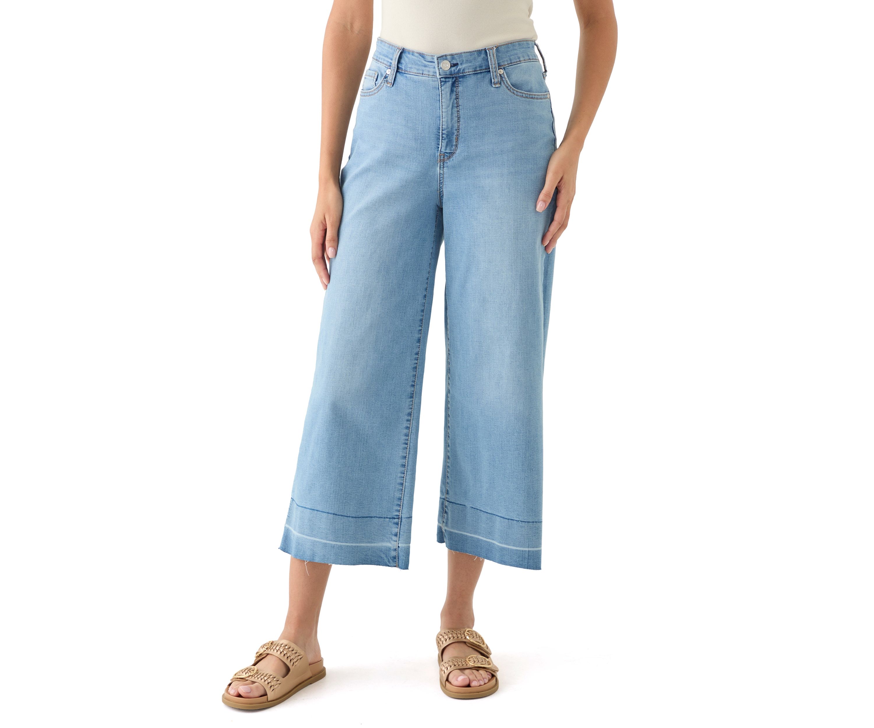 Womens Wide Leg Release Hem Cropped Pants