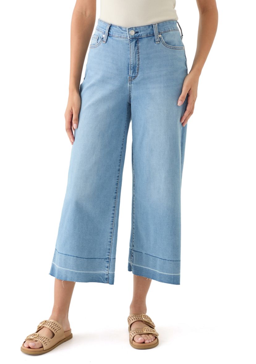 Womens Wide Leg Release Hem Cropped Pants