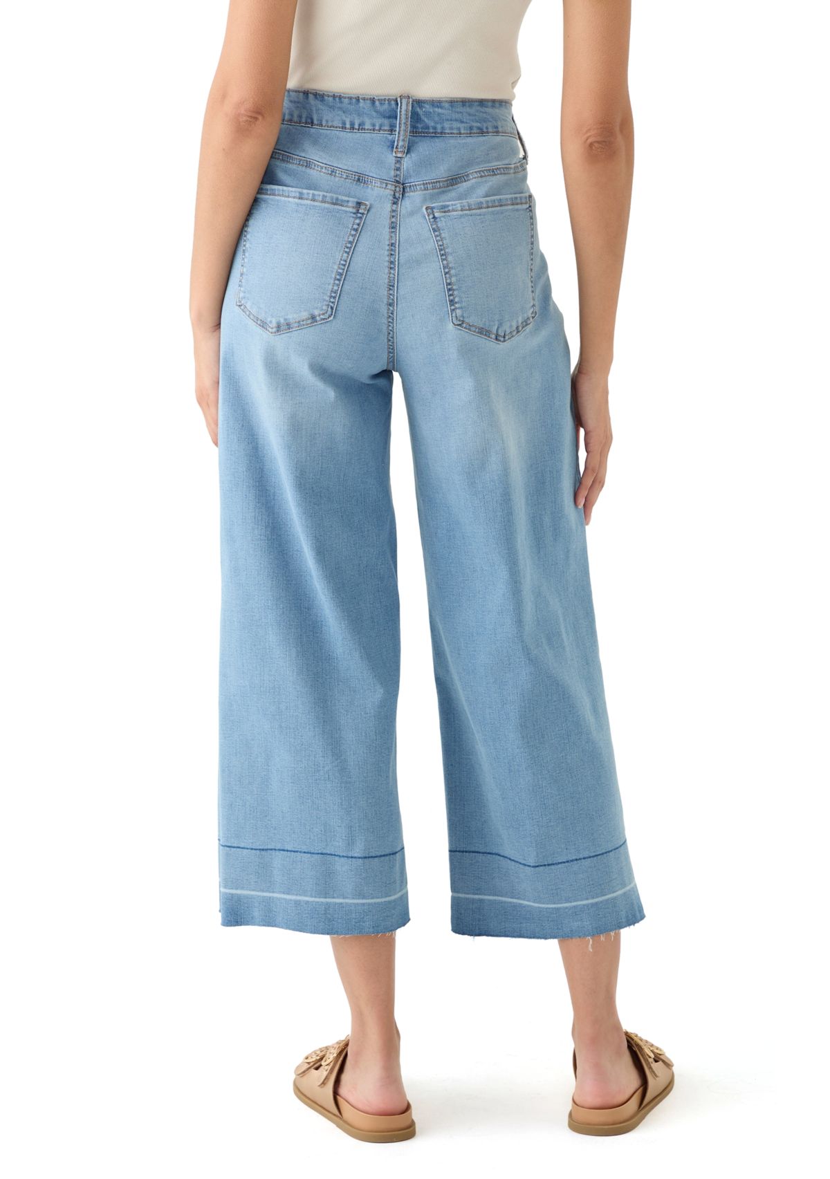Womens Wide Leg Release Hem Cropped Pants