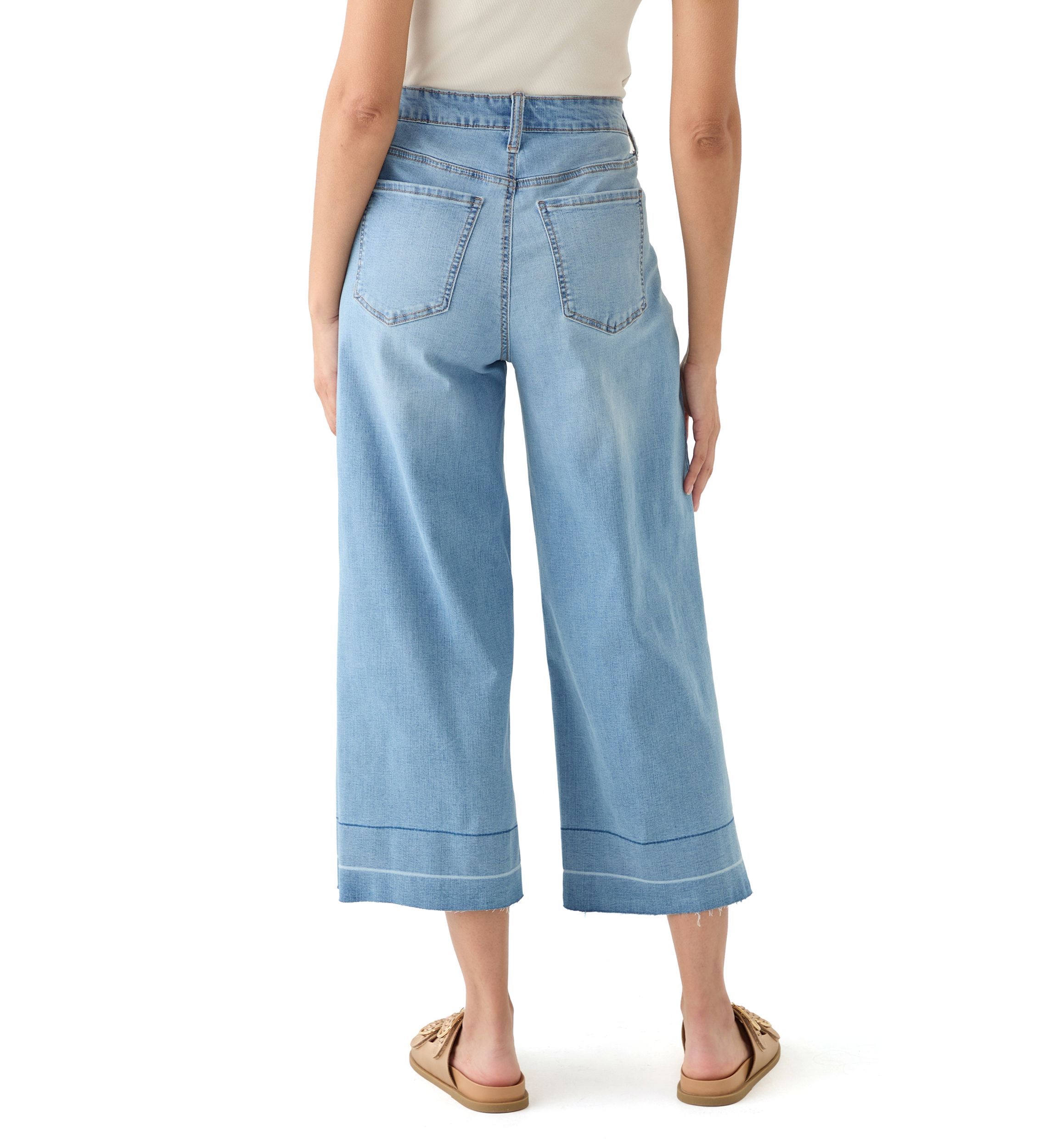 Womens Wide Leg Release Hem Cropped Pants