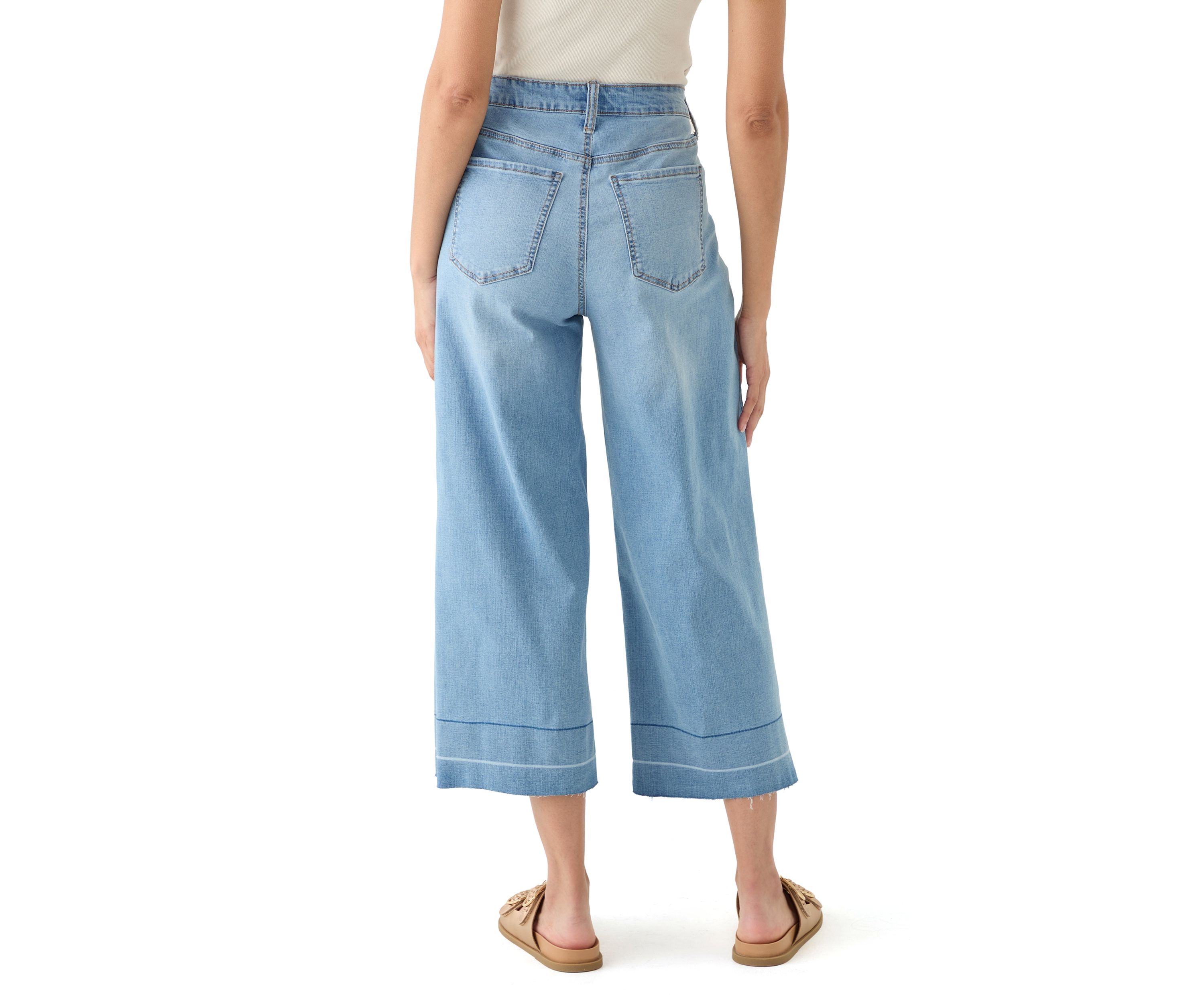 Womens Wide Leg Release Hem Cropped Pants