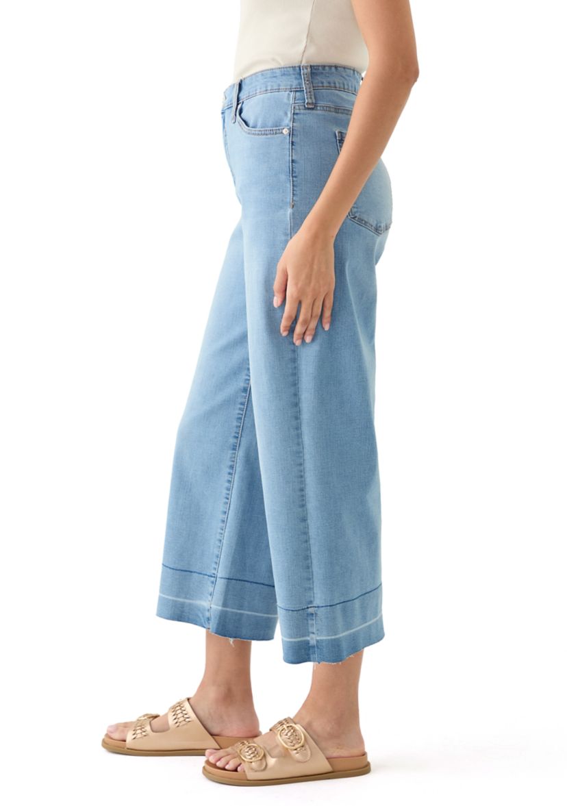 Womens Wide Leg Release Hem Cropped Pants