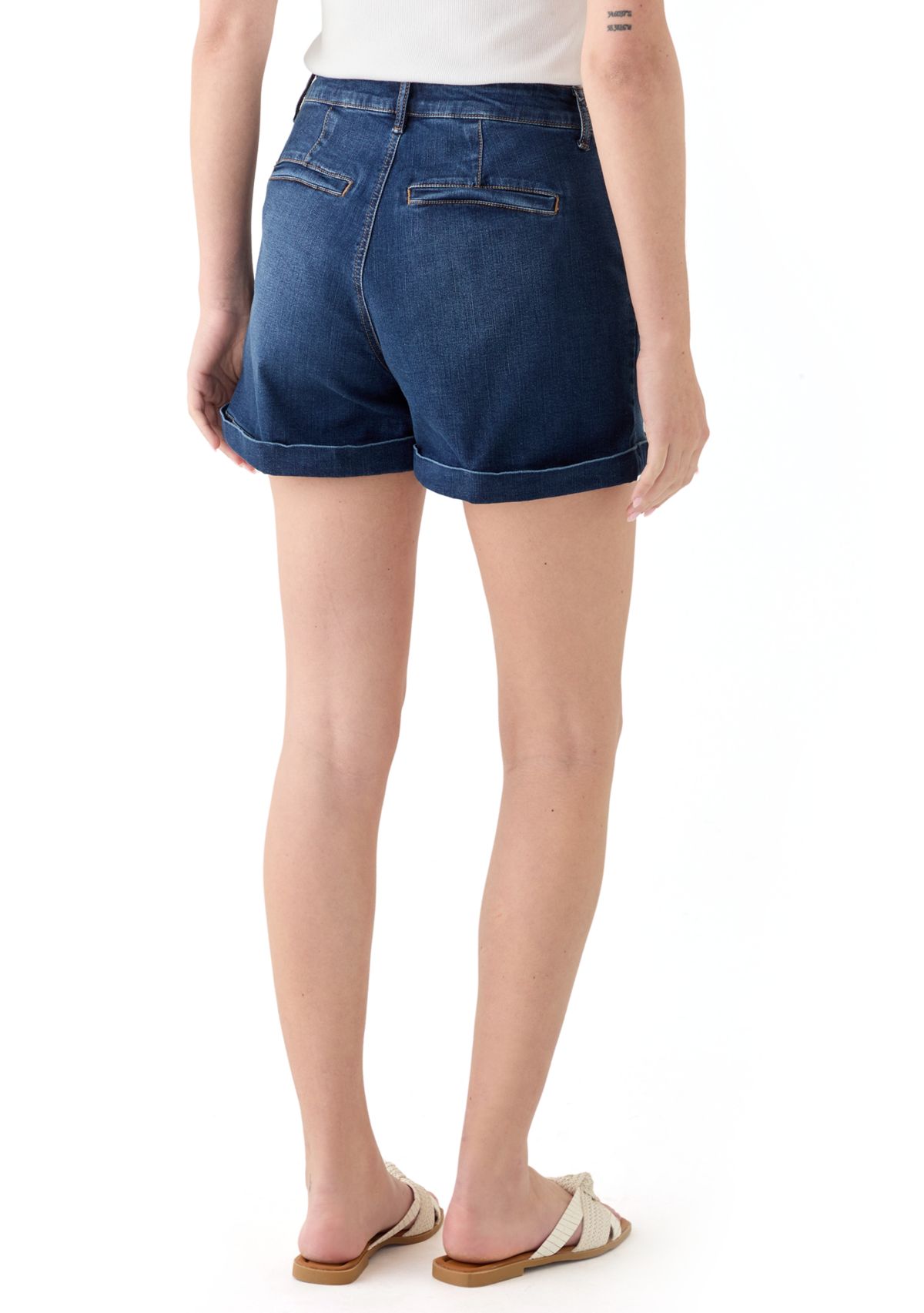 Womens Double Button Seamed Front Shorts