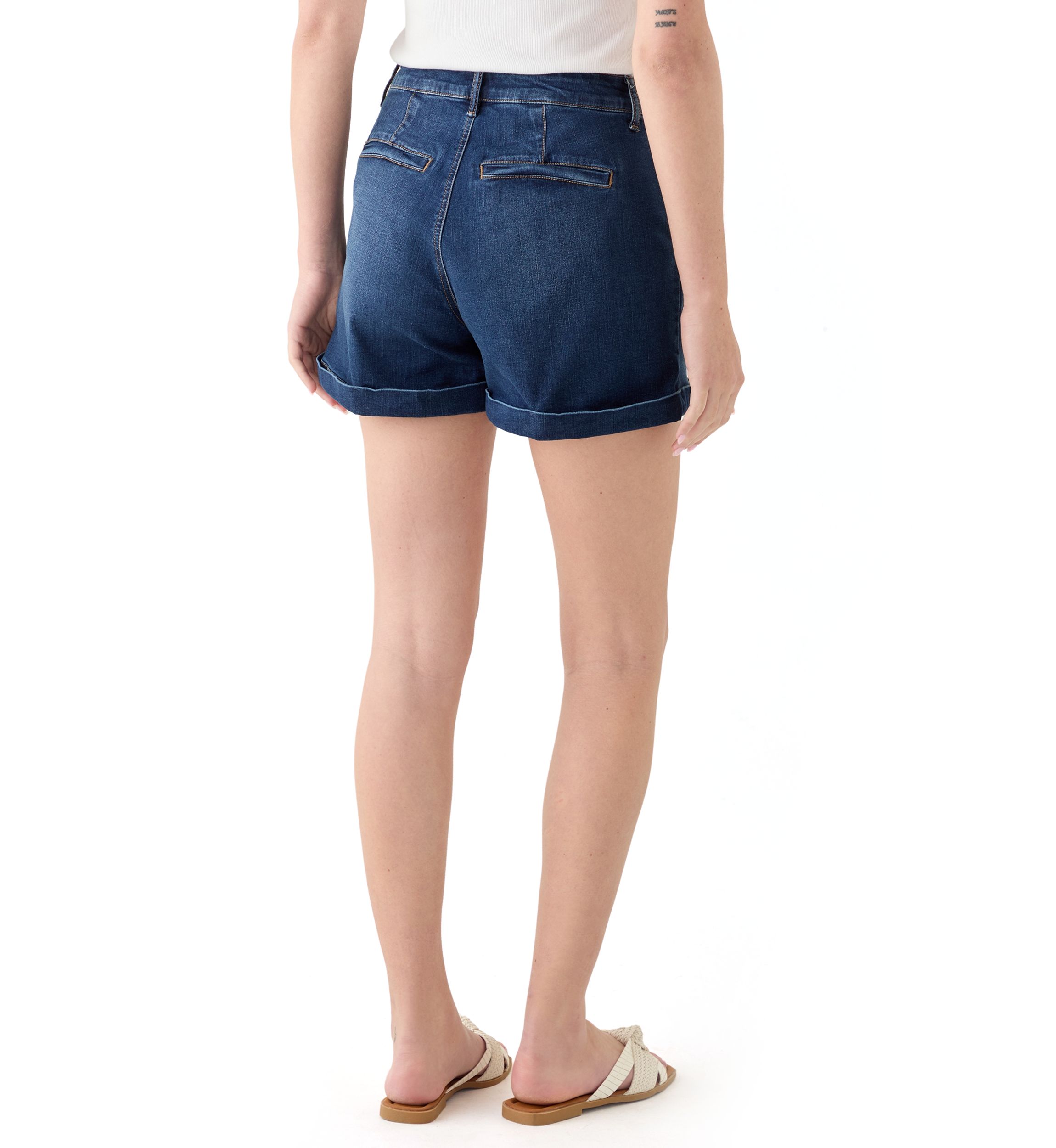 Womens Double Button Seamed Front Shorts