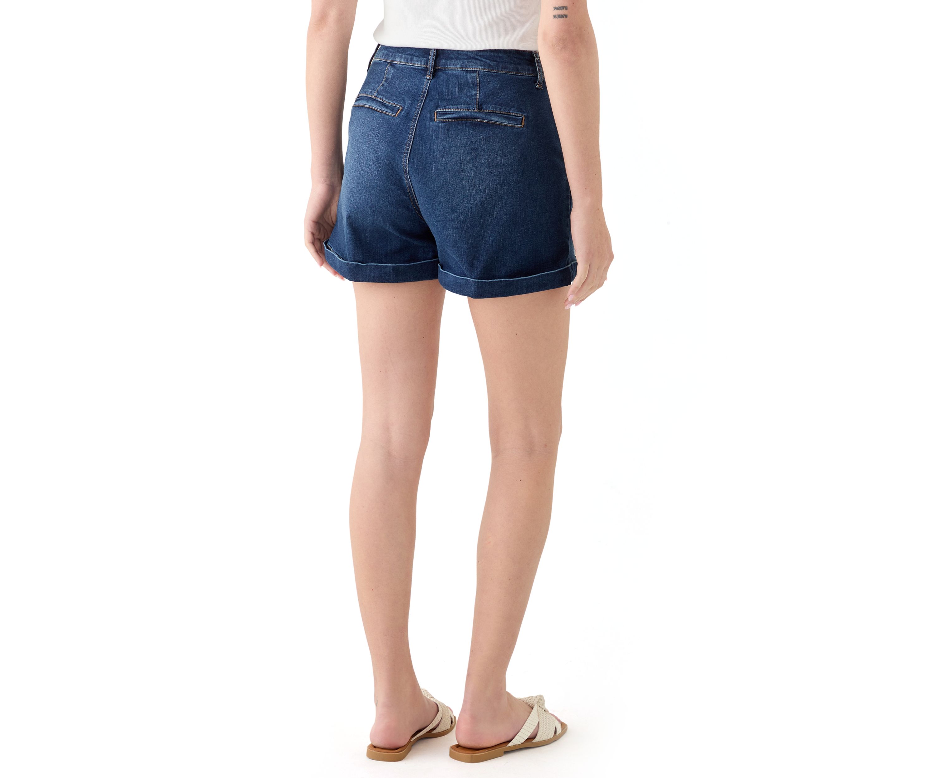 Womens Double Button Seamed Front Shorts