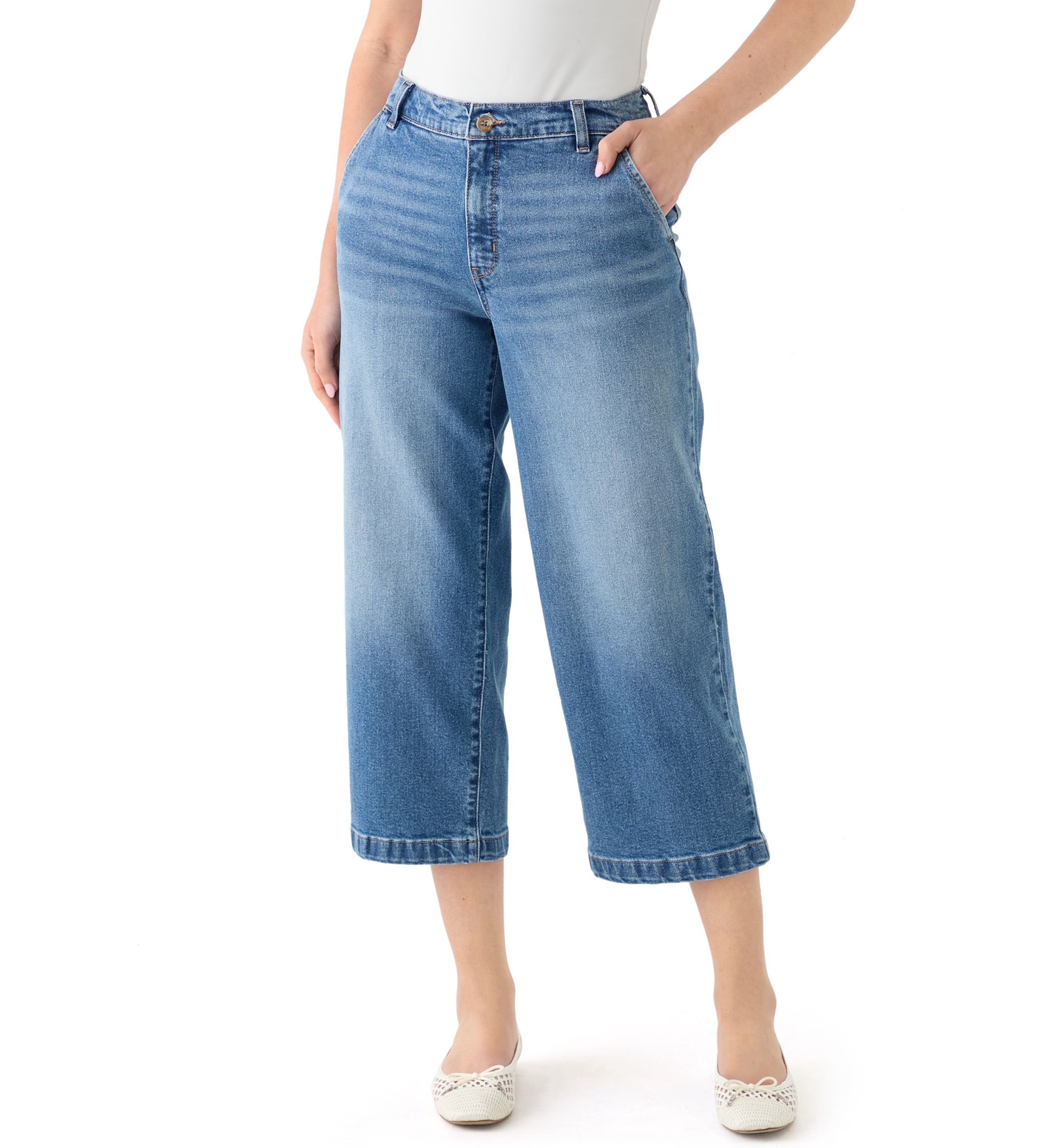Womens High Rise Leg Cropped Jeans