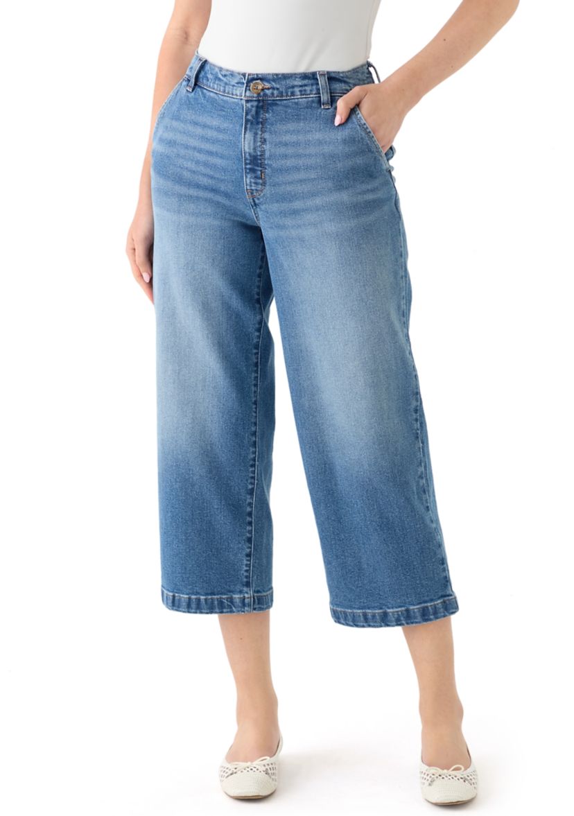 Womens High Rise Leg Cropped Jeans