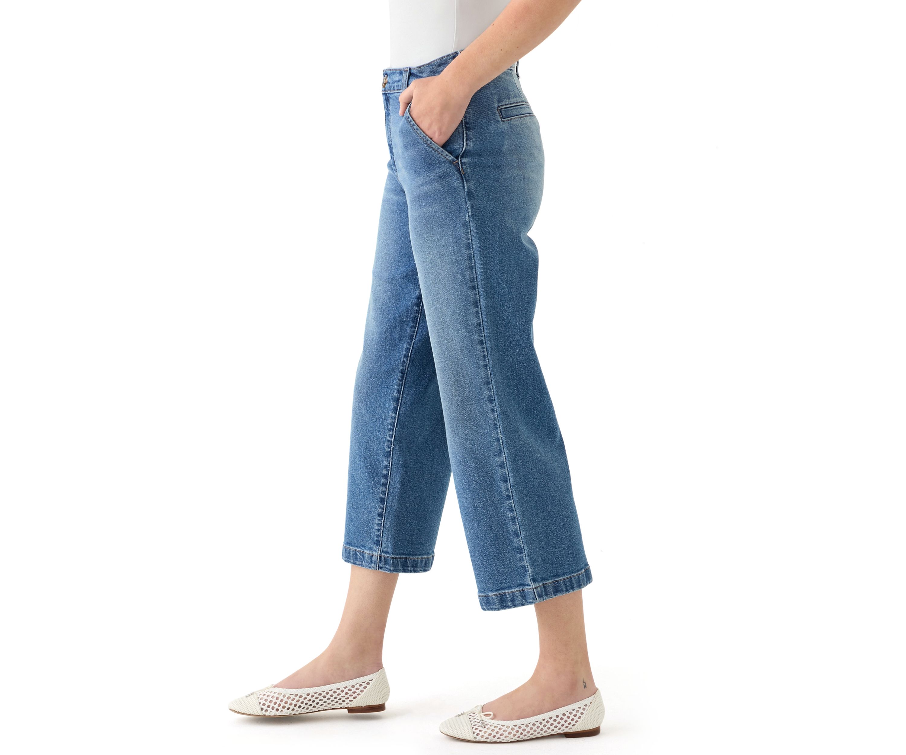 Womens High Rise Leg Cropped Jeans