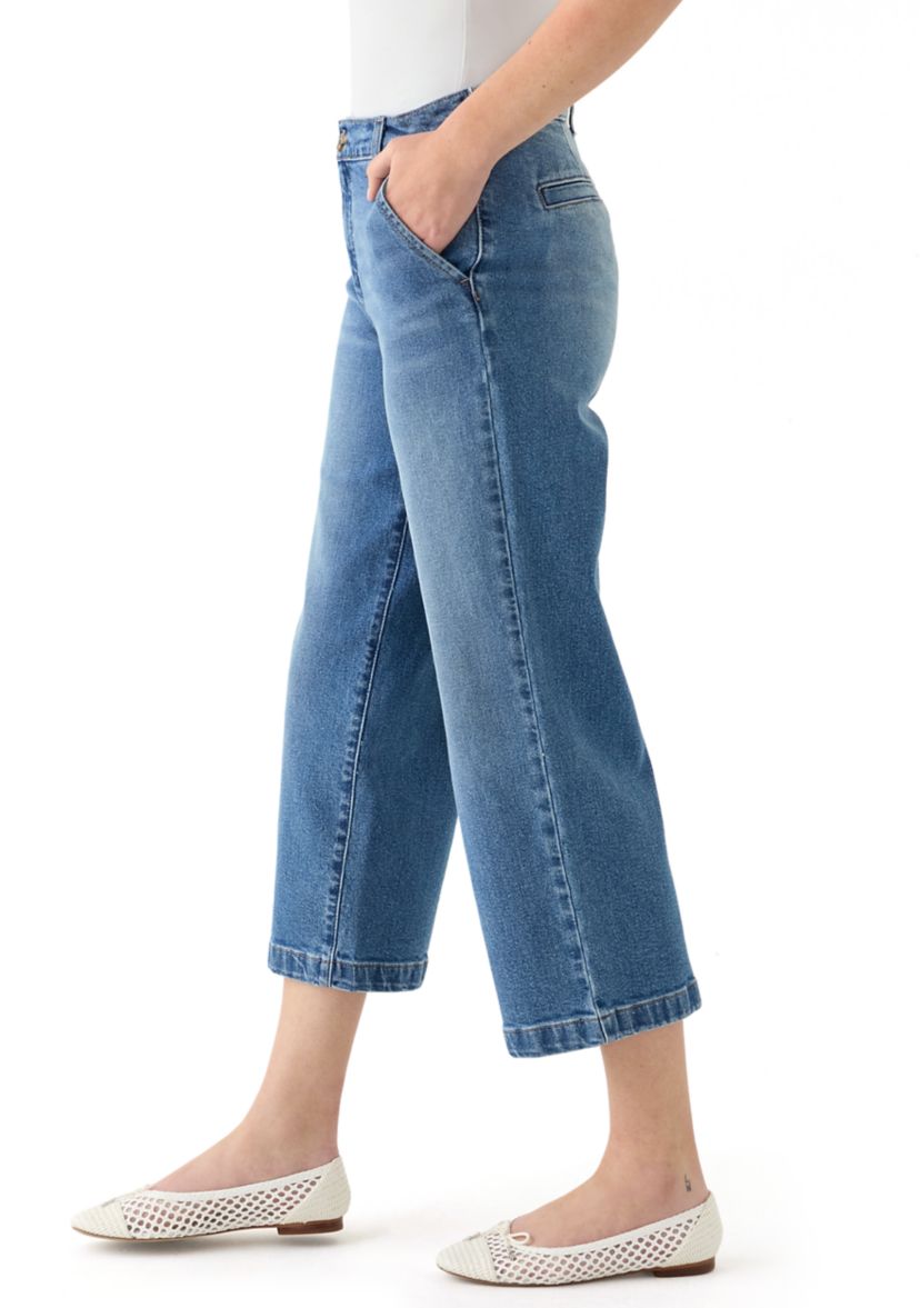 Womens High Rise Leg Cropped Jeans