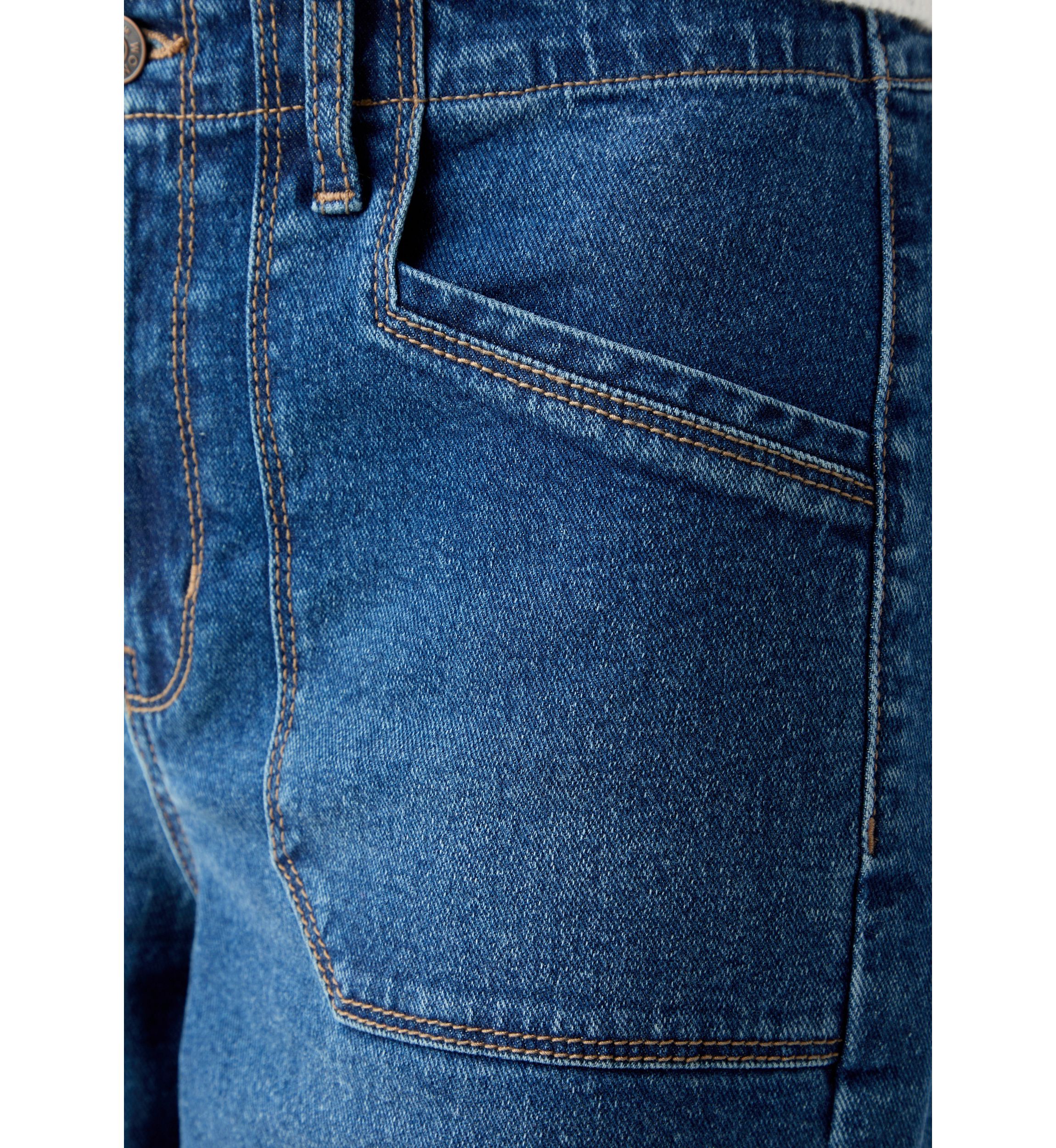Womens High Rise Pocket Wide Leg Jeans