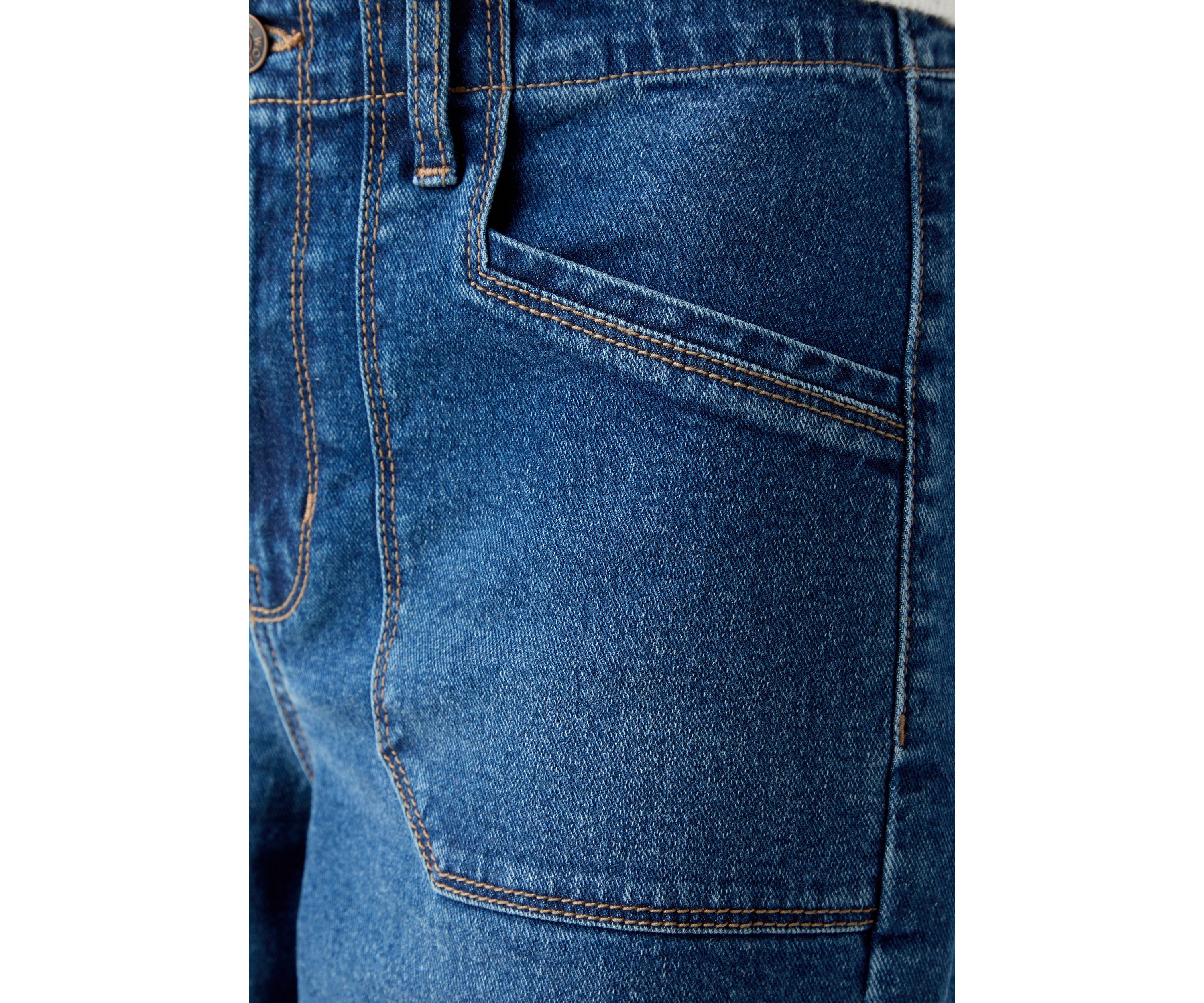Womens High Rise Pocket Wide Leg Jeans