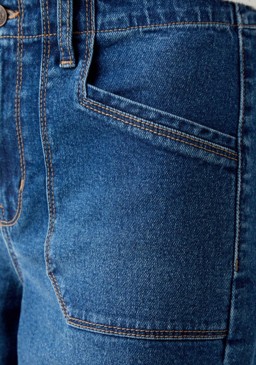 Womens High Rise Pocket Wide Leg Jeans