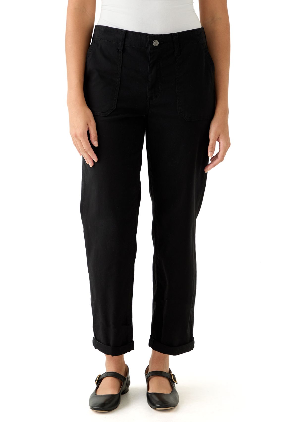 Womens Roll Cuff Ankle Pants