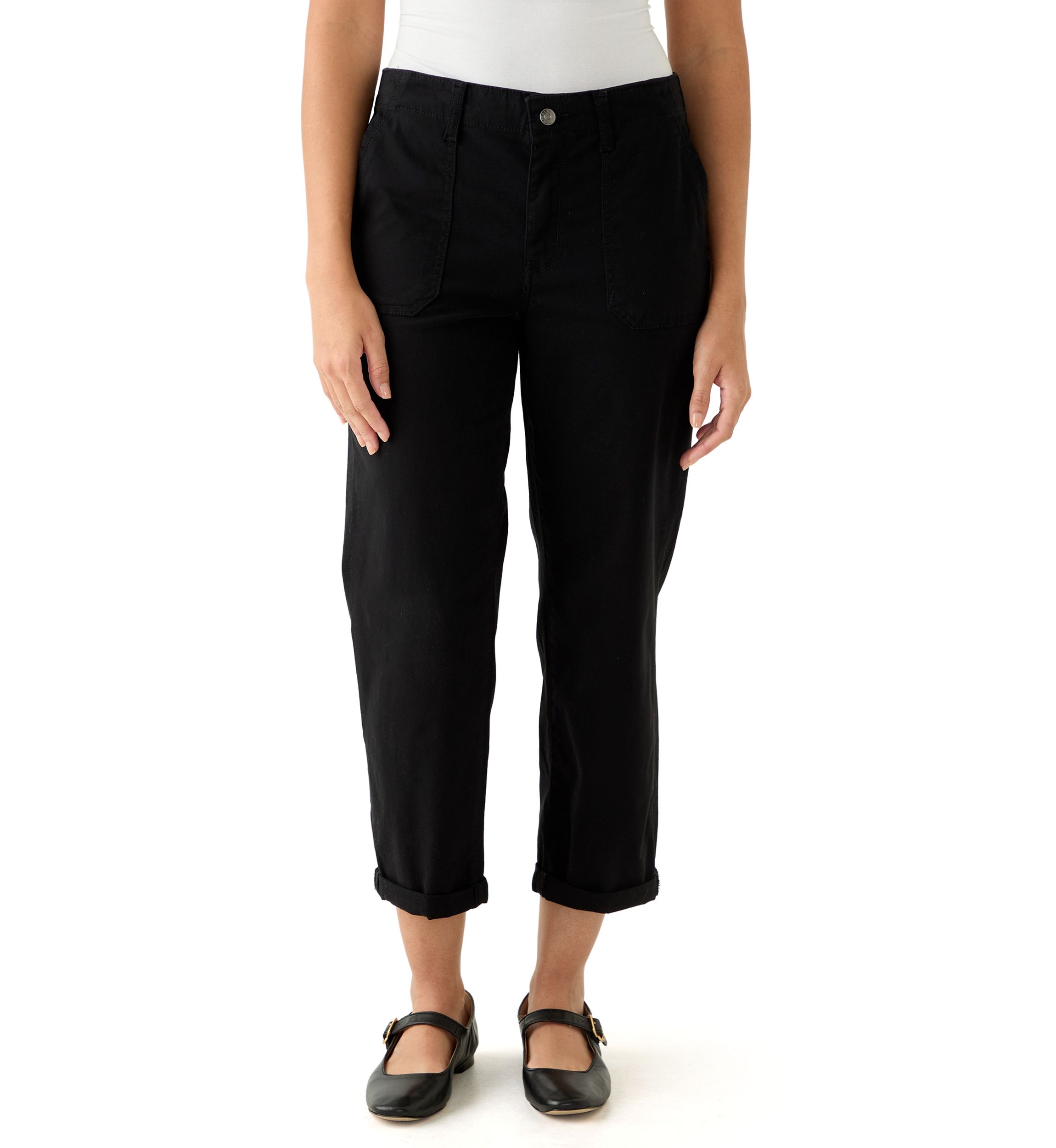Womens Roll Cuff Ankle Pants