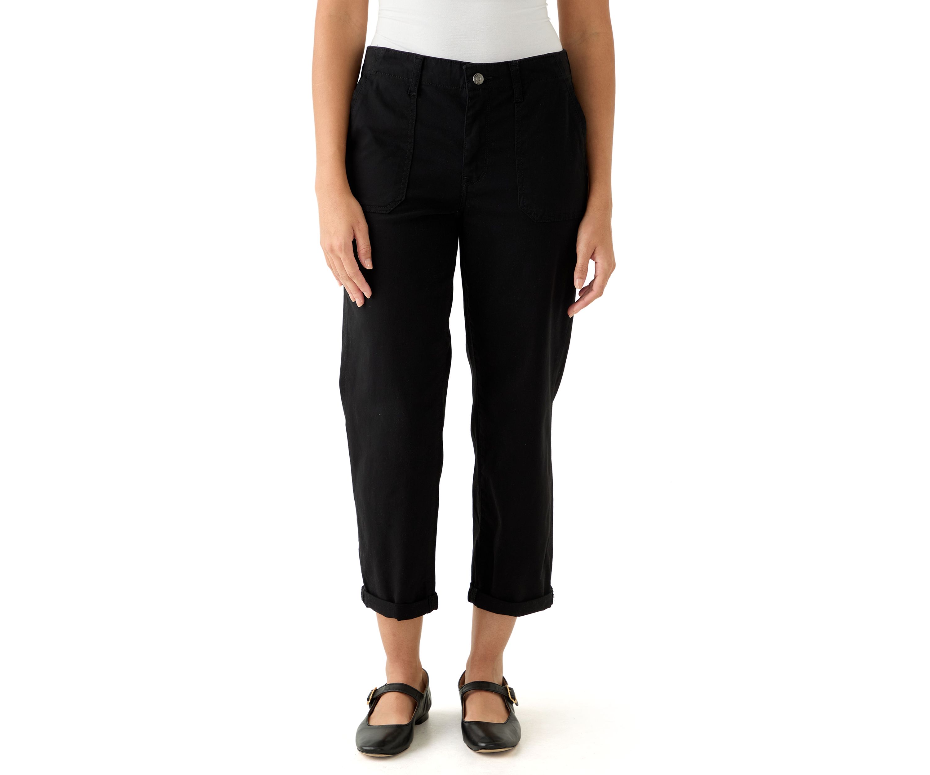 Womens Roll Cuff Ankle Pants