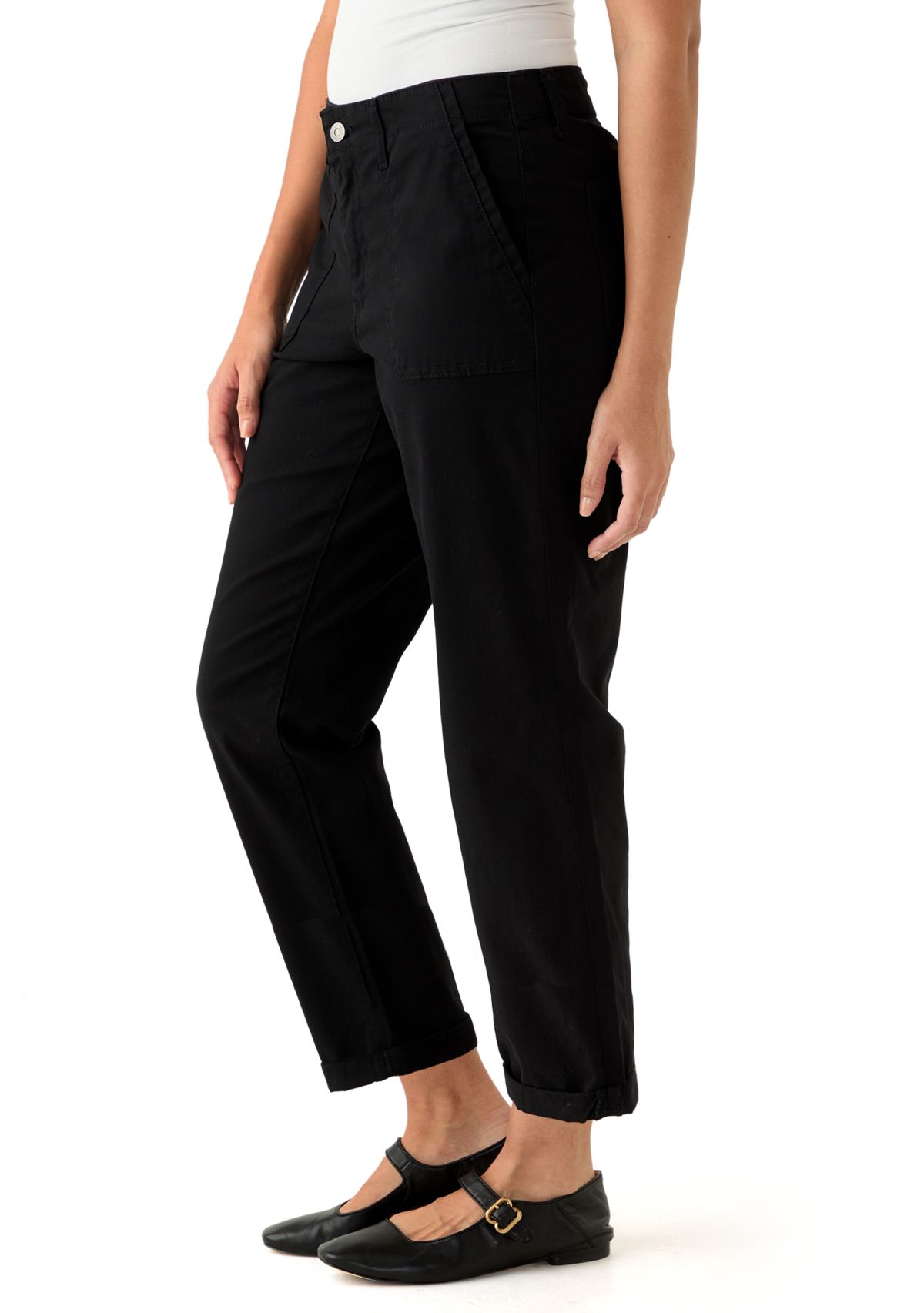 Womens Roll Cuff Ankle Pants