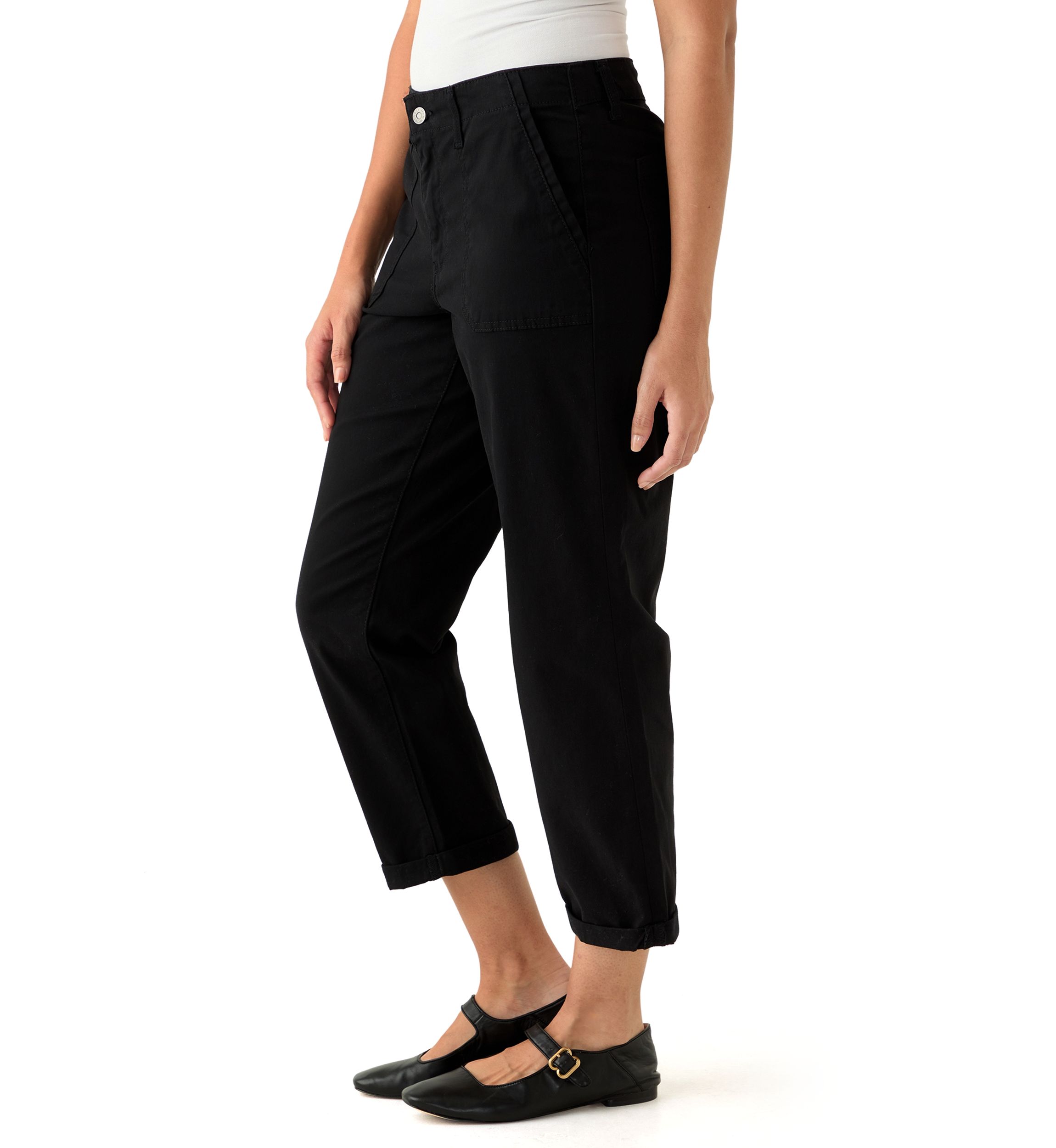 Womens Roll Cuff Ankle Pants