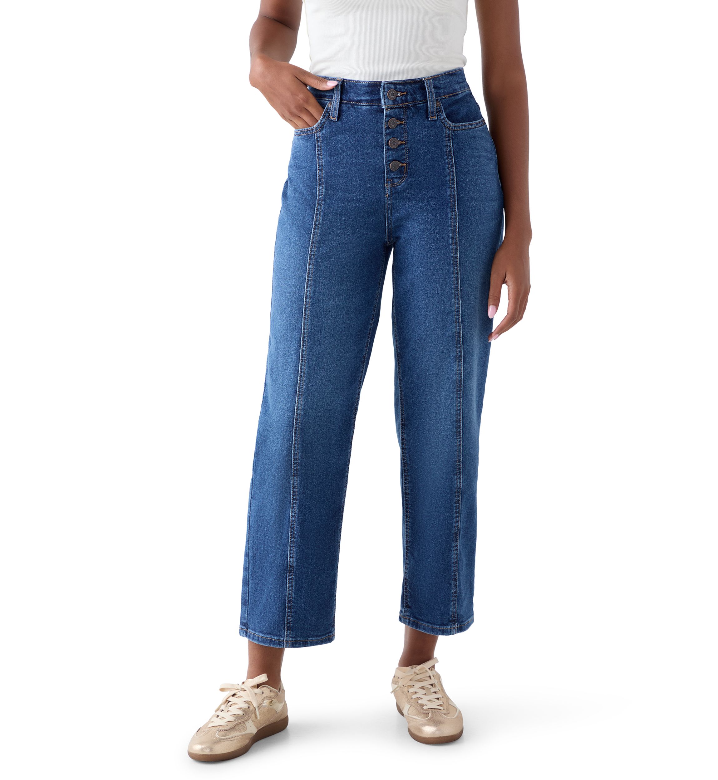 Women’s Straight-Leg Seamed Front Ankle Jeans