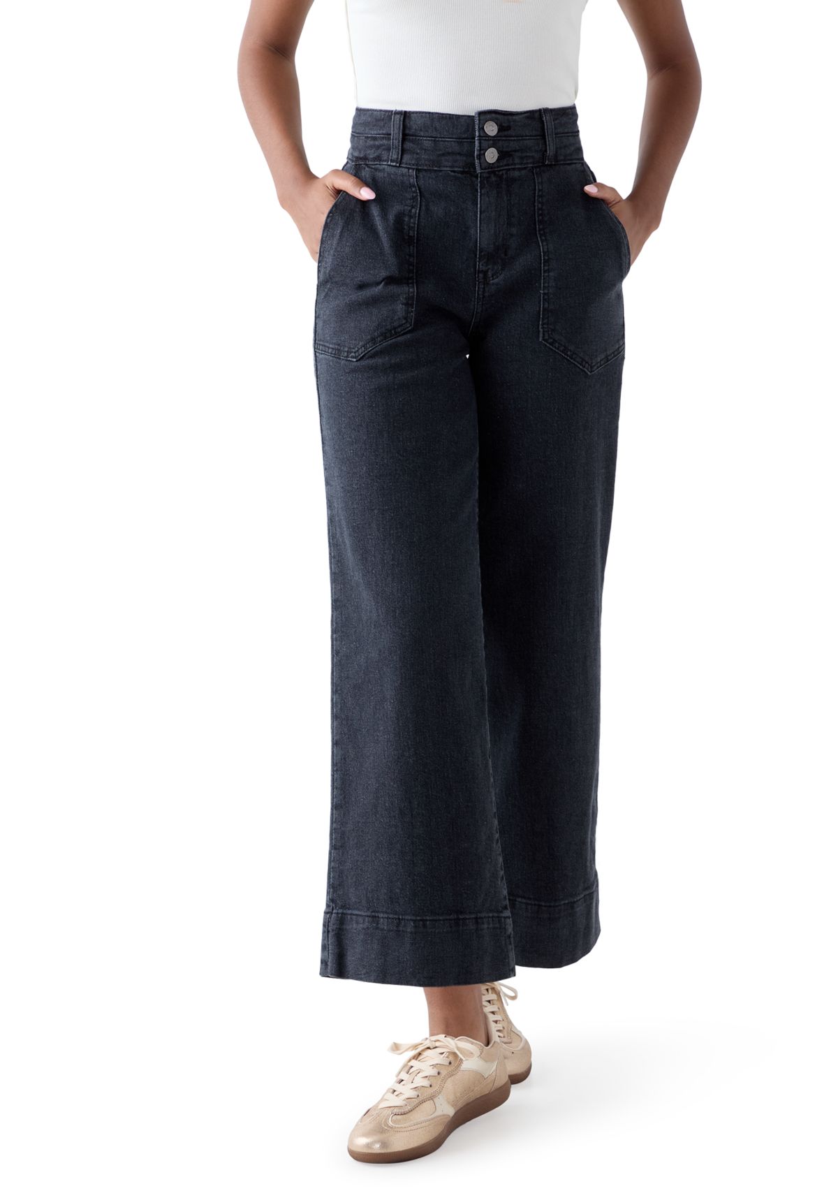 Womens High Rise Stacked Waist Jean