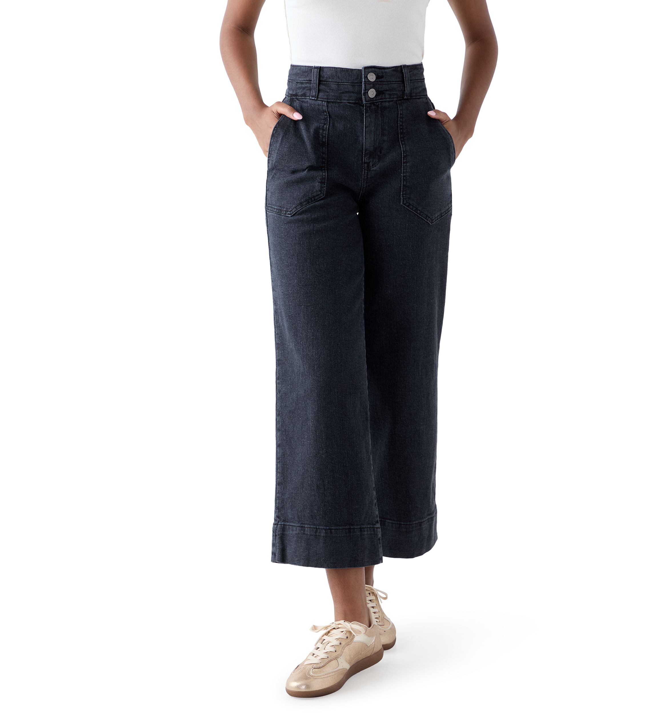 Womens High Rise Stacked Waist Jean