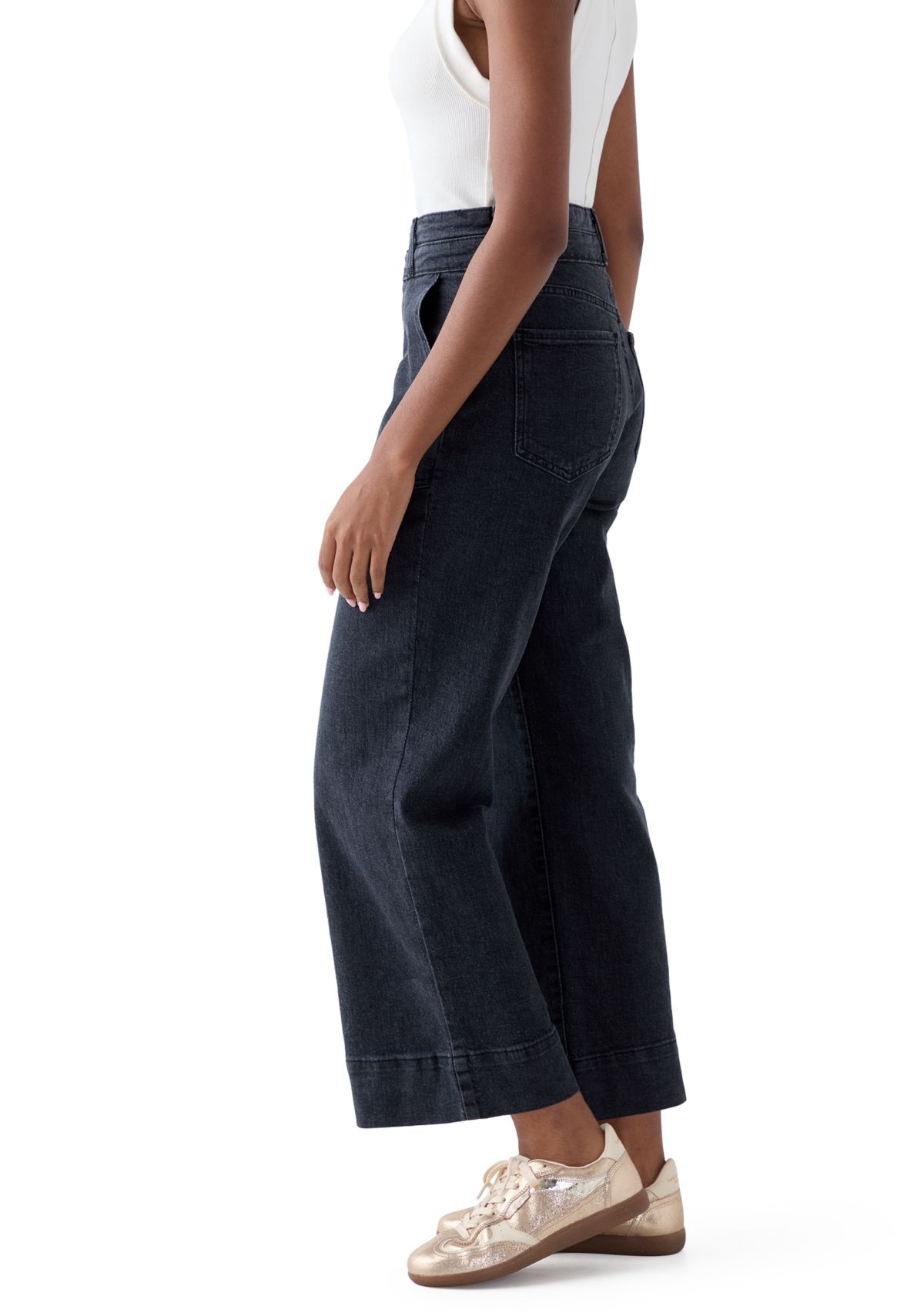 Womens High Rise Stacked Waist Jean