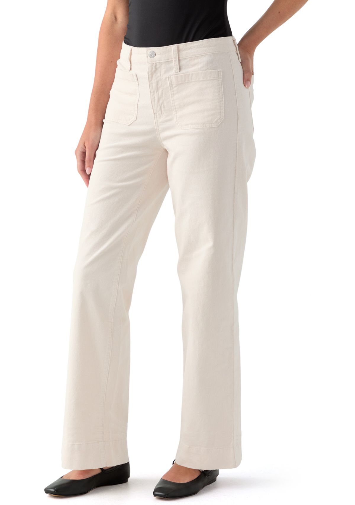 Womens High Rise Pocket Wide Leg Boyfriend Jeans 
