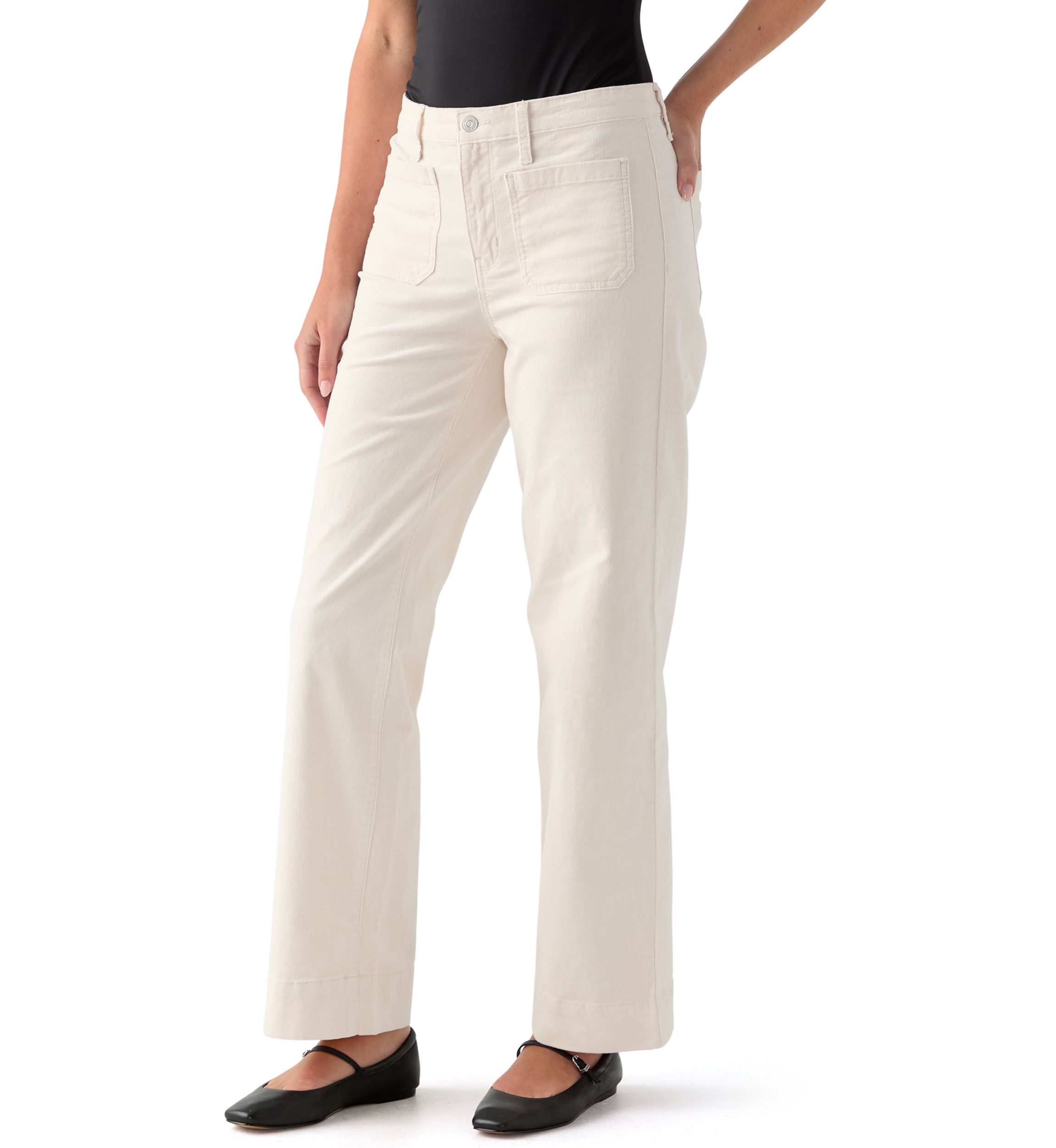 Womens High Rise Pocket Wide Leg Boyfriend Jeans 