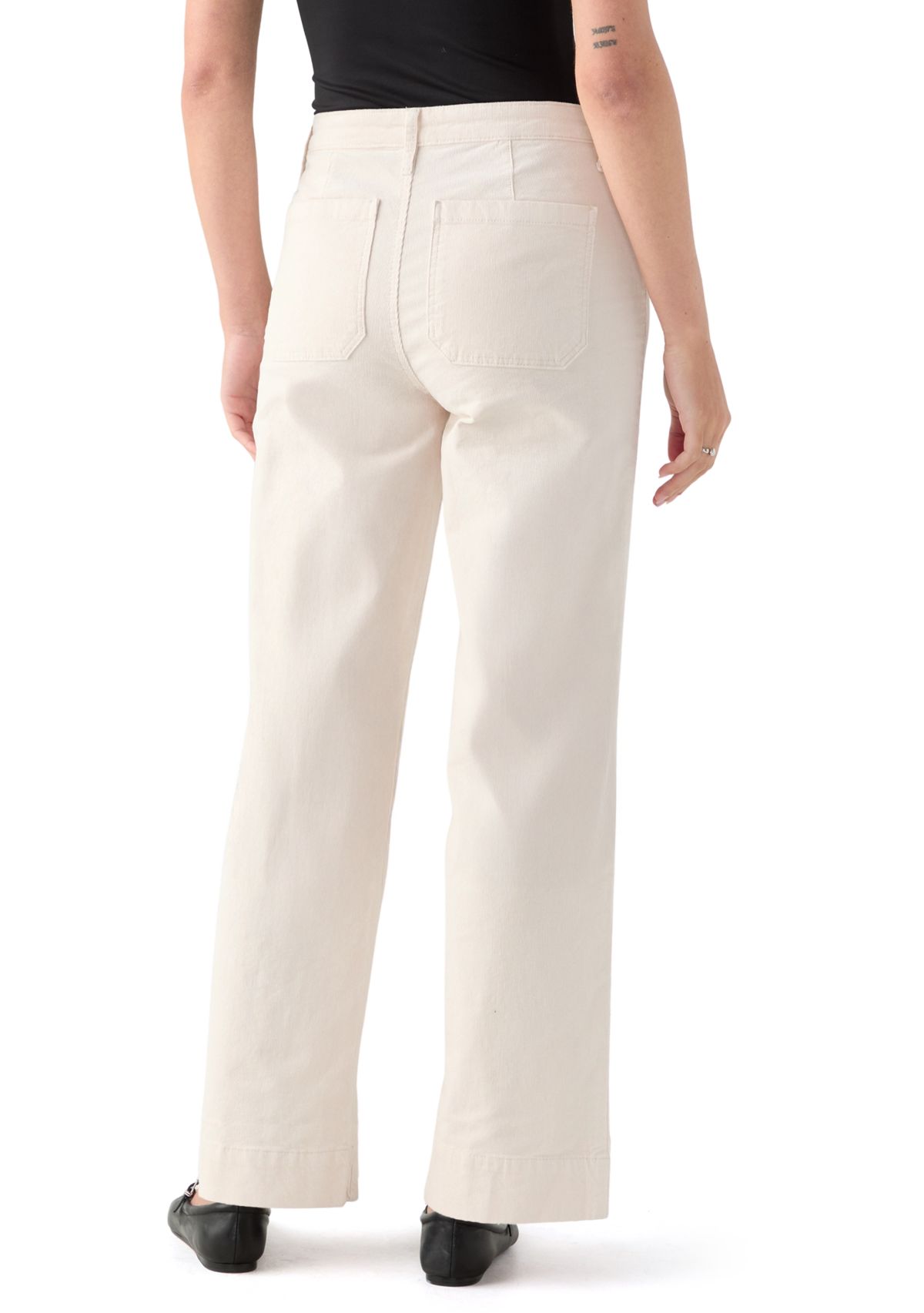 Womens High Rise Pocket Wide Leg Boyfriend Jeans 